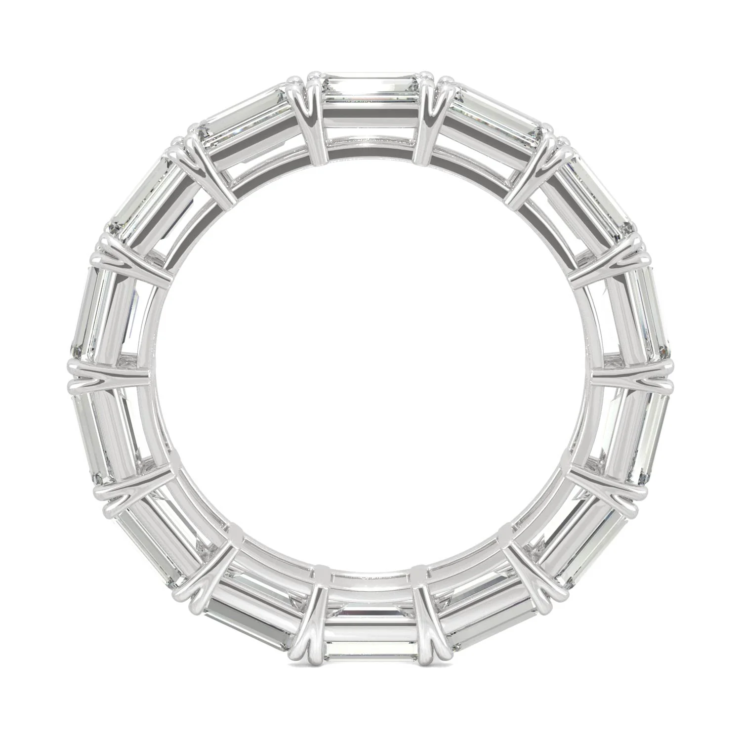 3.78 CTW DEW Emerald Moissanite East-West Eternity Band in 14K White Gold - Image 3
