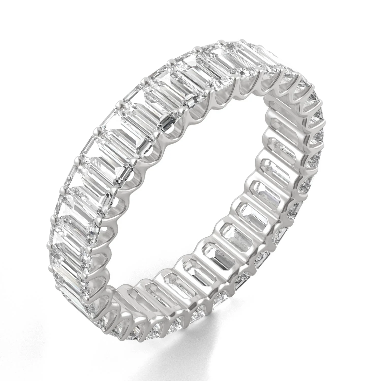 3.00 CTW DEW Emerald Moissanite Eternity Band in 14K White Gold - Image 2