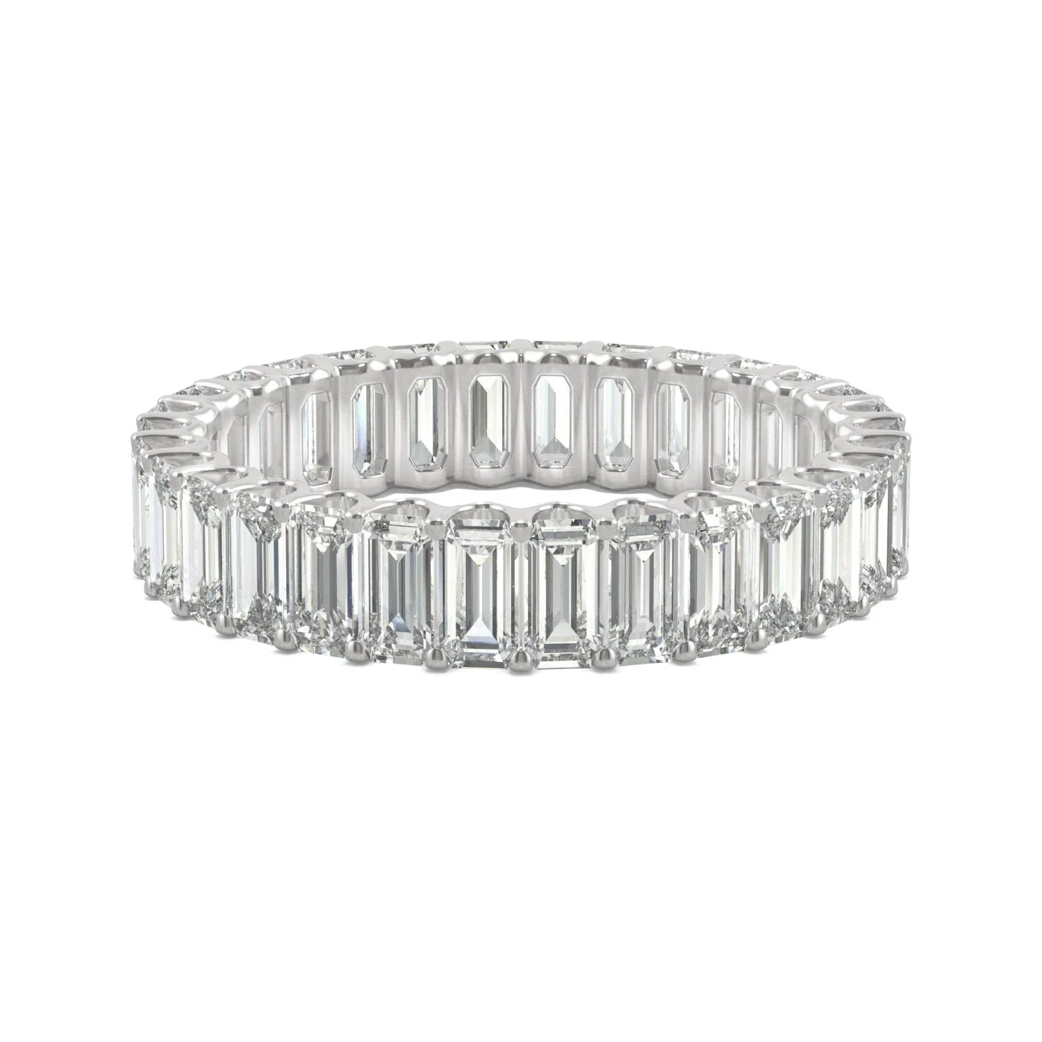 3.00 CTW DEW Emerald Moissanite Eternity Band in 14K White Gold - Image 4