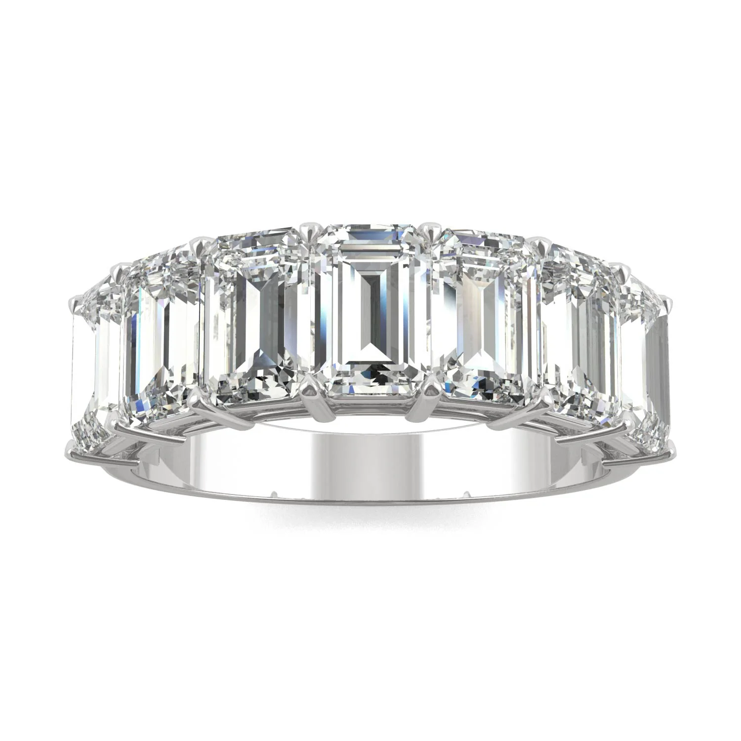 4.06 CTW DEW Emerald Moissanite Seven-Stone Anniversary Band in 14K White Gold