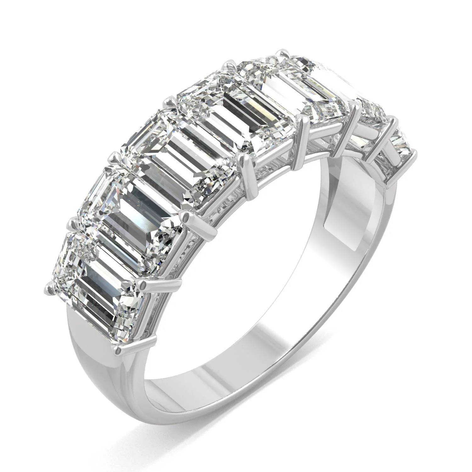 4.06 CTW DEW Emerald Moissanite Seven-Stone Anniversary Band in 14K White Gold - Image 2