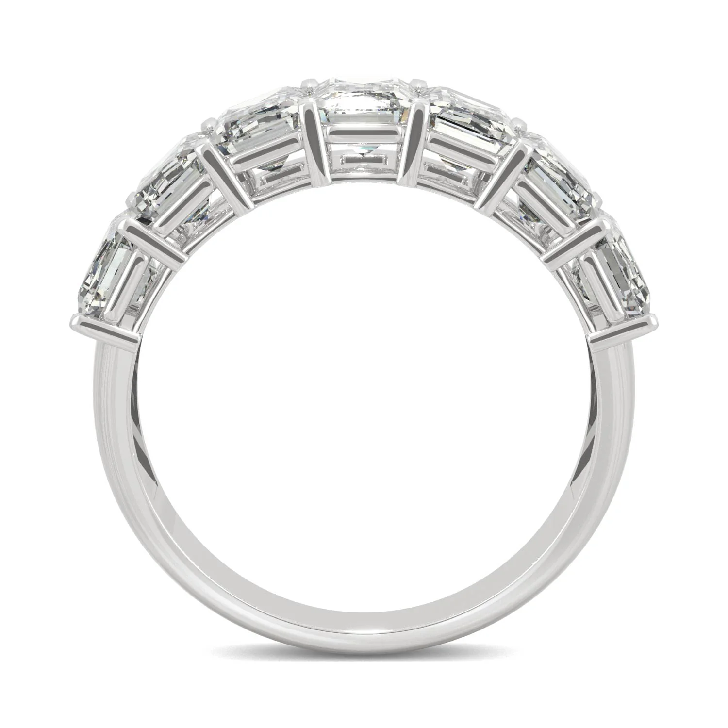 4.06 CTW DEW Emerald Moissanite Seven-Stone Anniversary Band in 14K White Gold - Image 3
