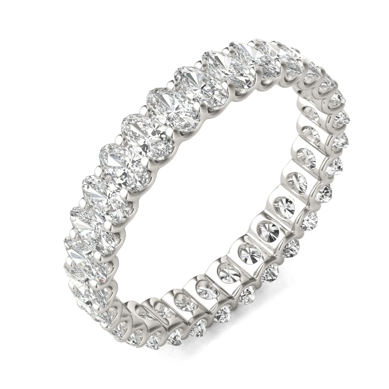 2.90 CTW DEW Oval Moissanite Eternity Band in 14K White Gold - Image 2