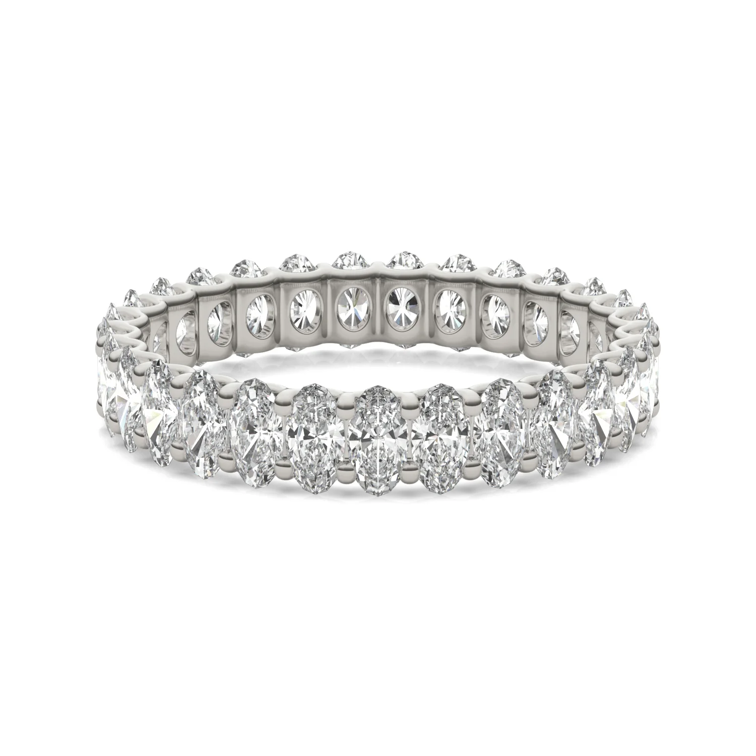 2.90 CTW DEW Oval Moissanite Eternity Band in 14K White Gold - Image 4