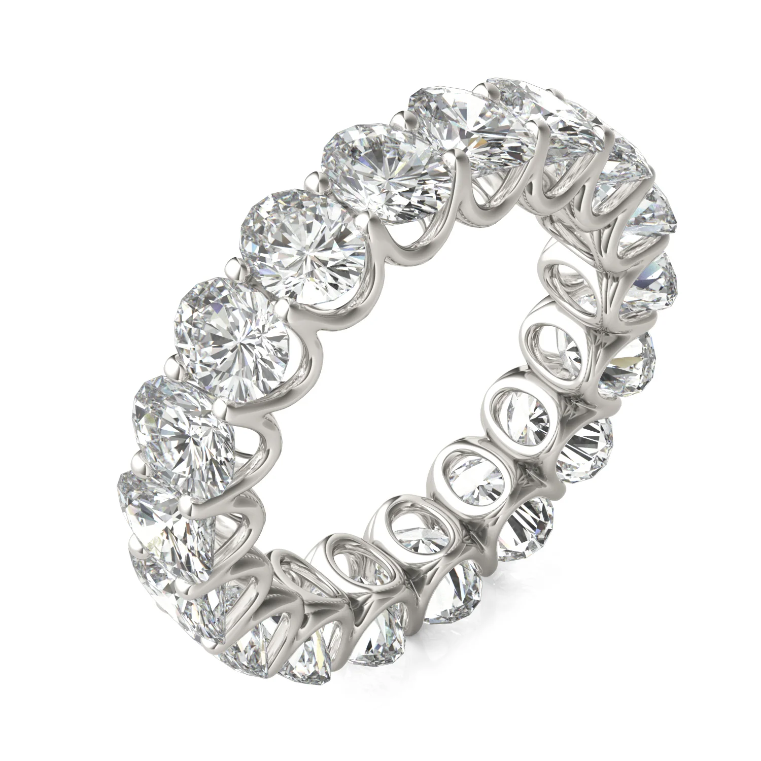 8.50 CTW DEW Oval Moissanite Eternity Band in 14K White Gold - Image 2