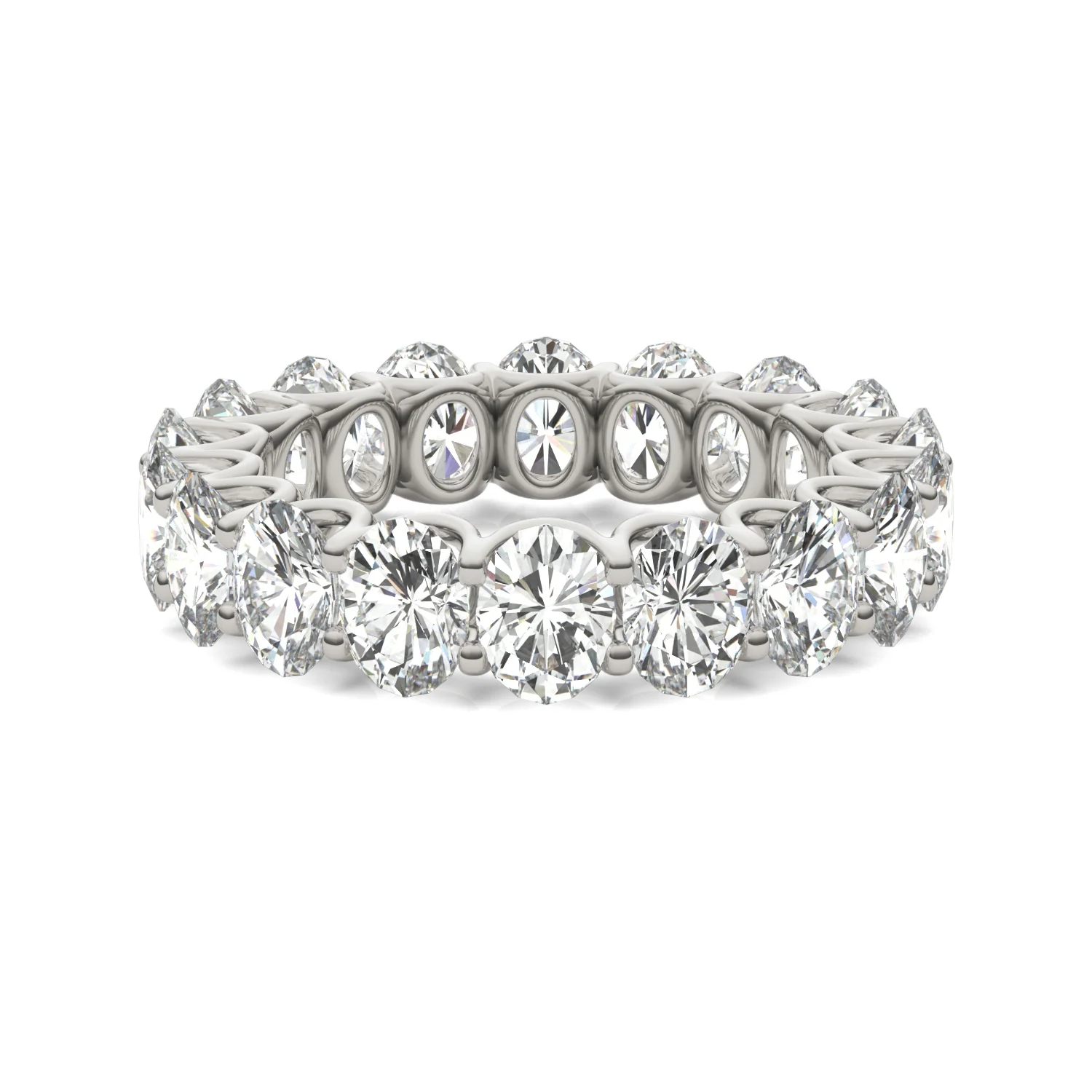 8.50 CTW DEW Oval Moissanite Eternity Band in 14K White Gold - Image 4