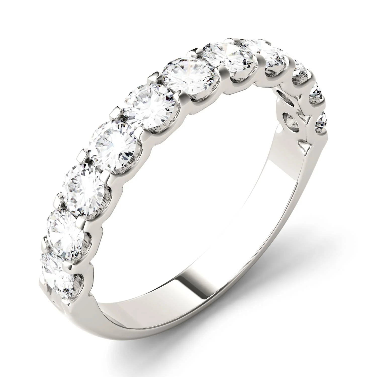 1.10 CTW DEW Round Moissanite Anniversary Band in 14K White Gold - Image 2