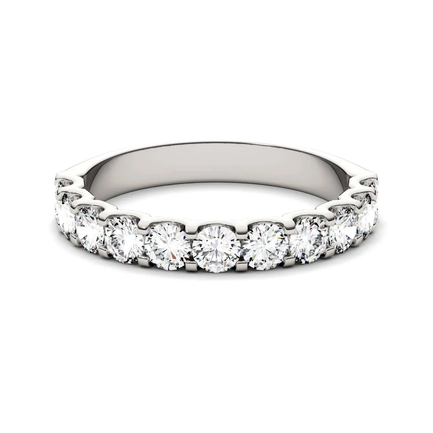 1.10 CTW DEW Round Moissanite Anniversary Band in 14K White Gold - Image 4