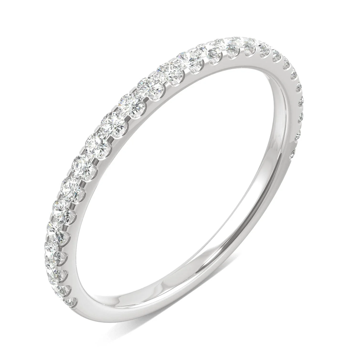 0.39 CTW DEW Round Moissanite Band in 14K White Gold - Image 2