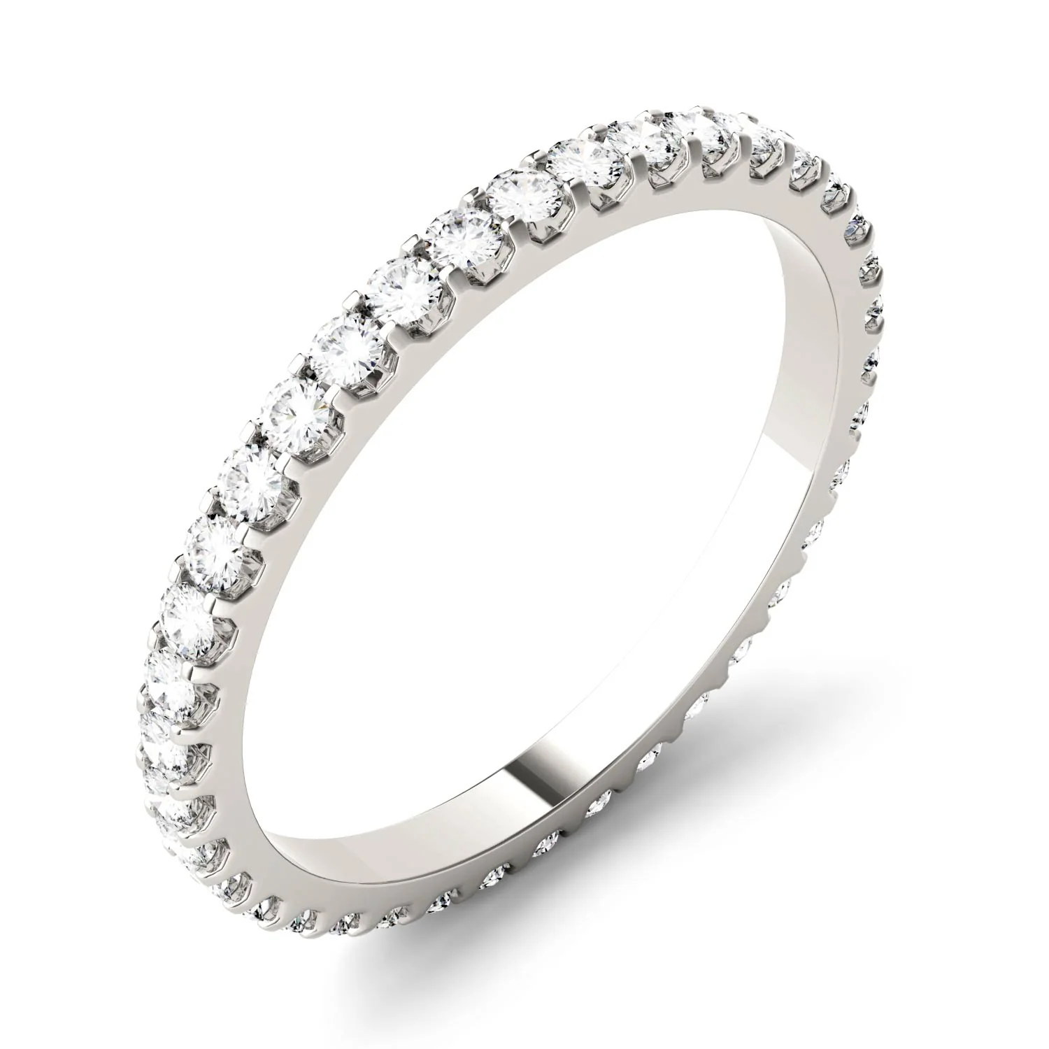 0.57 CTW DEW Round Moissanite Eternity Band in 14K White Gold - Image 3