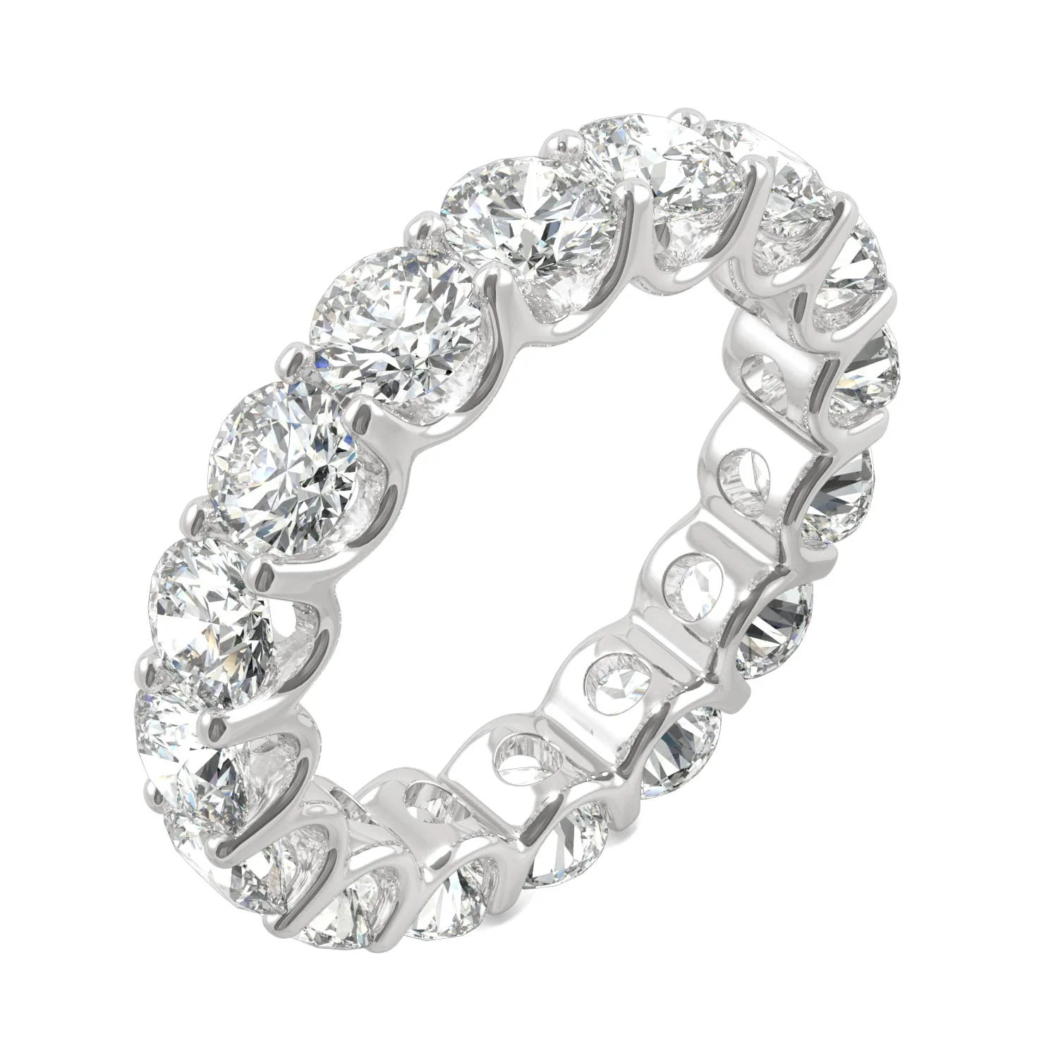 5.28 CTW DEW Round Moissanite Eternity Band in 14K White Gold - Image 2