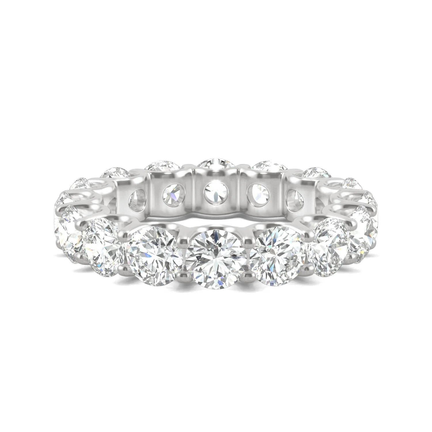 5.28 CTW DEW Round Moissanite Eternity Band in 14K White Gold - Image 4