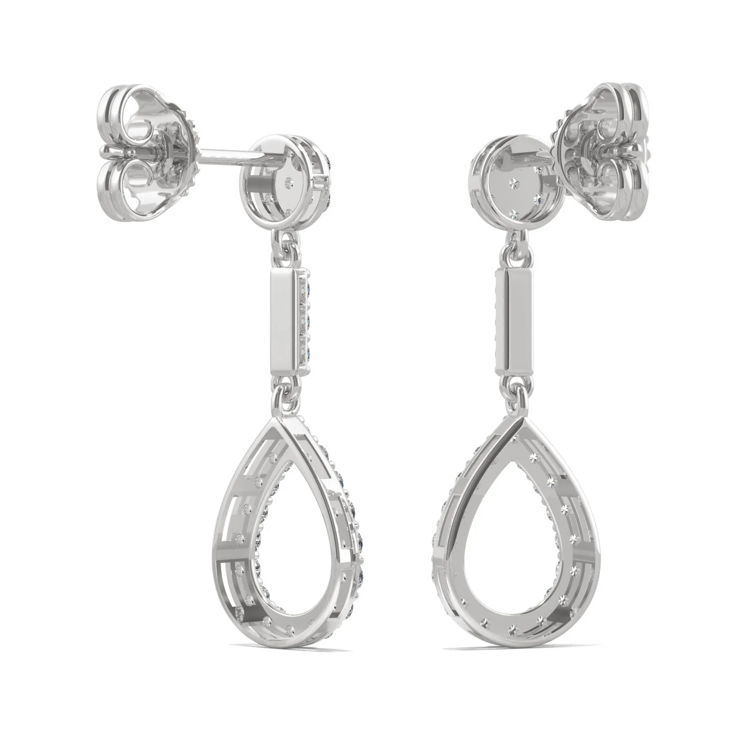 0.52 CTW DEW Moissanite Dangle Drop Earrings in 14K White Gold - Image 3