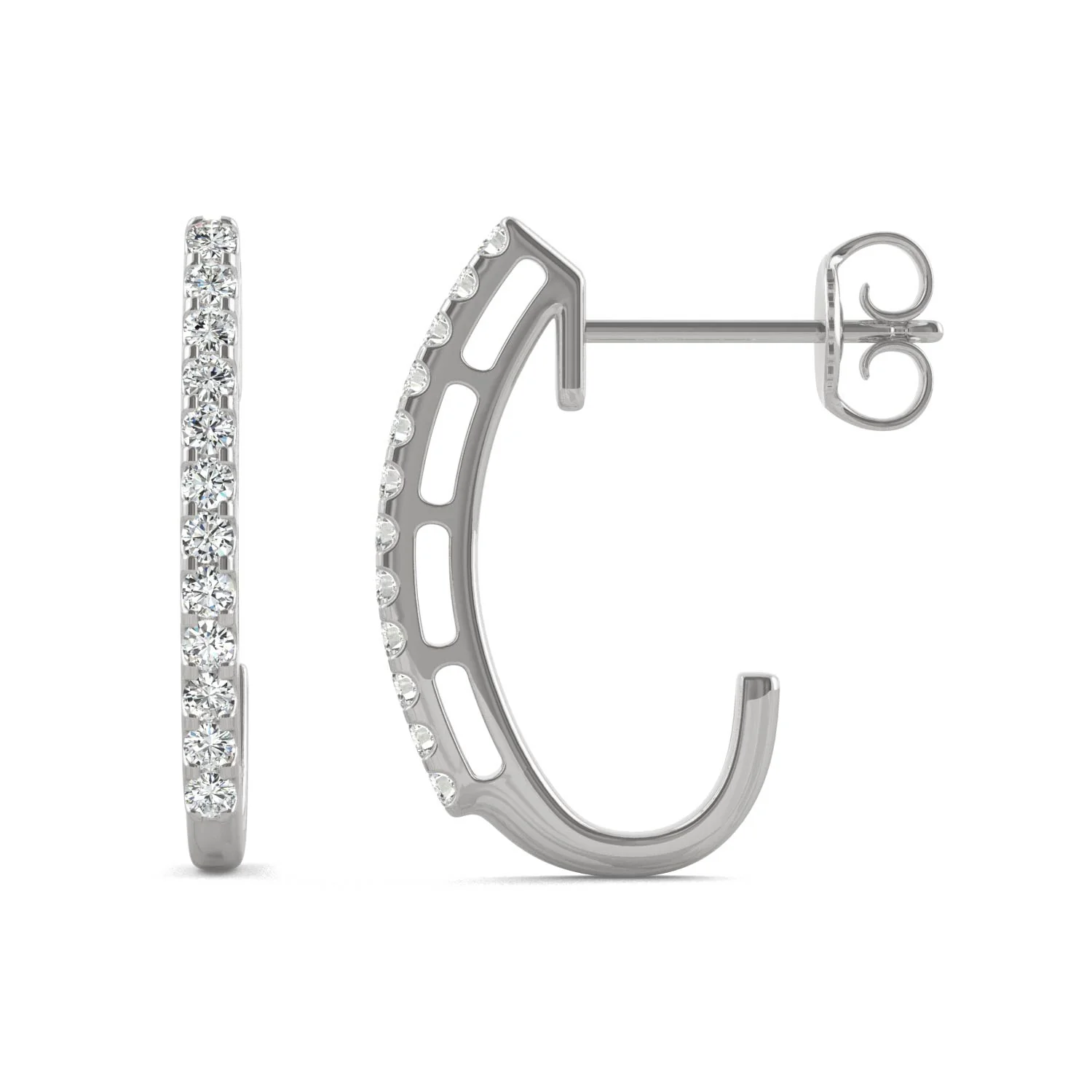 0.24 CTW DEW Moissanite Petite J-Hoop Earrings in 14K White Gold - Image 3