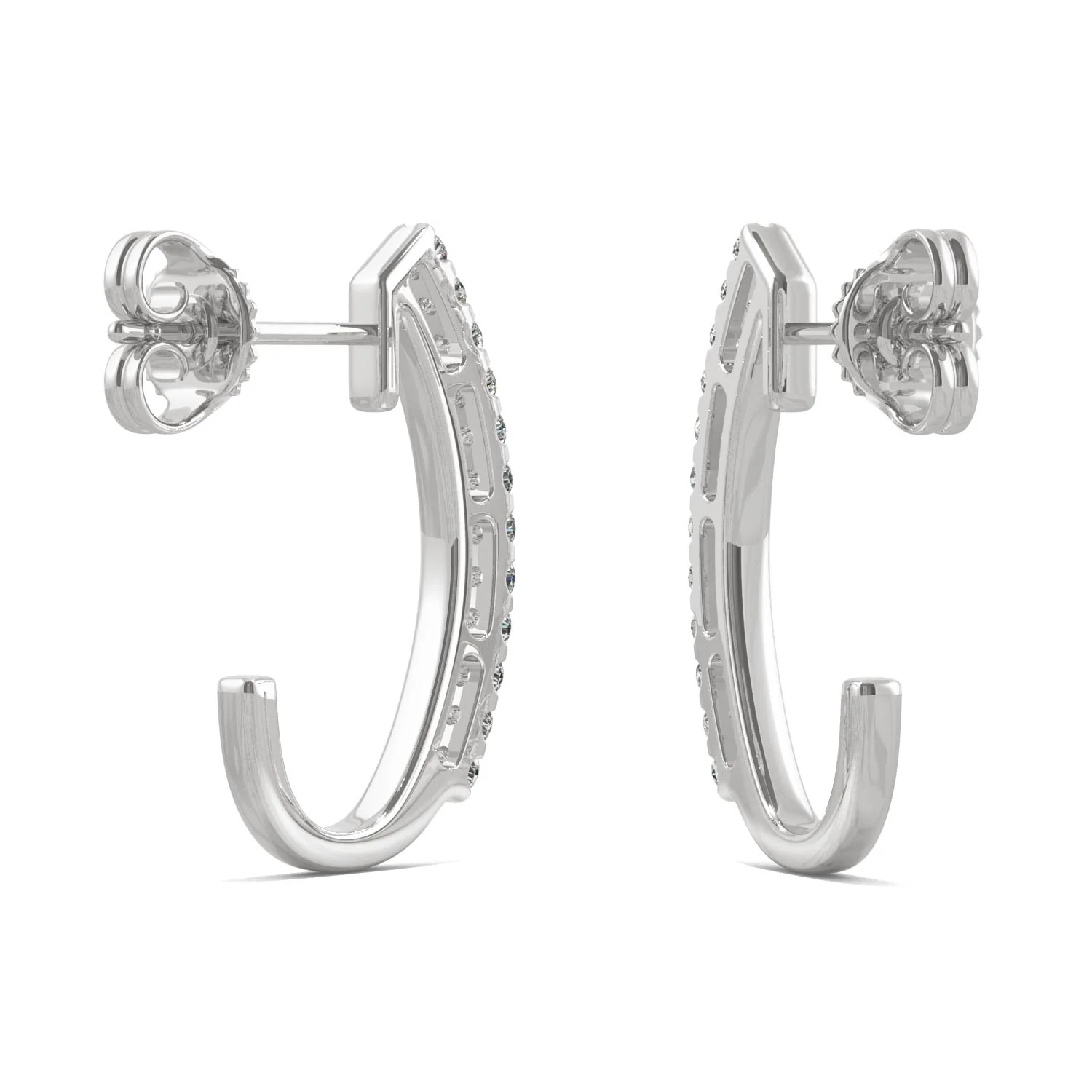 0.24 CTW DEW Moissanite Petite J-Hoop Earrings in 14K White Gold - Image 5