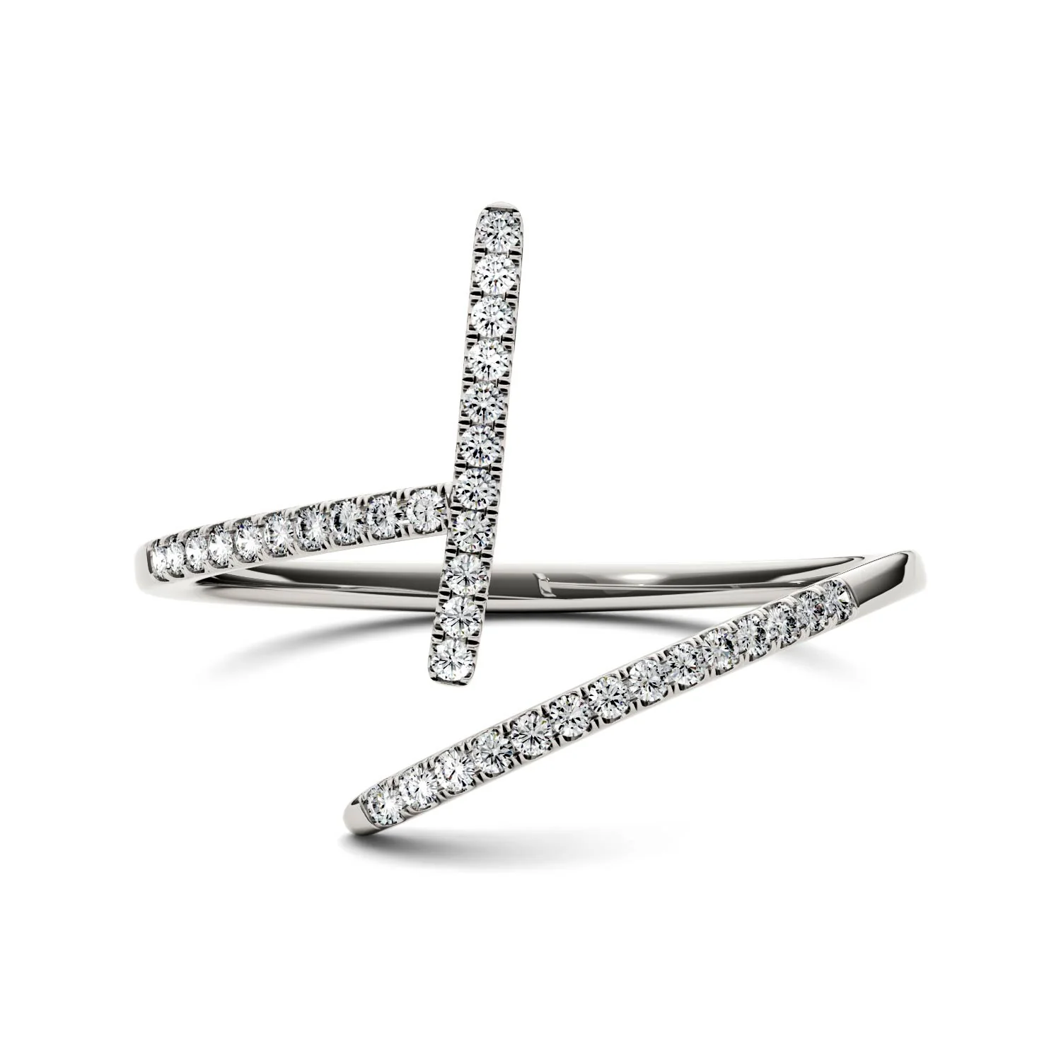 0.18 CTW DEW Moissanite Open Nail Fashion Ring in 14K White Gold - Image 2