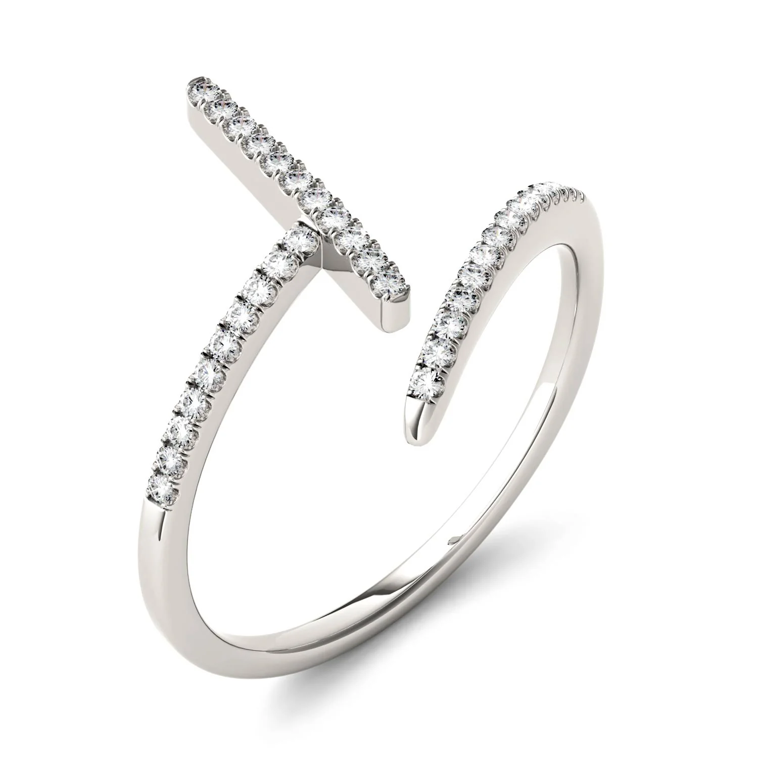 0.18 CTW DEW Moissanite Open Nail Fashion Ring in 14K White Gold - Image 3