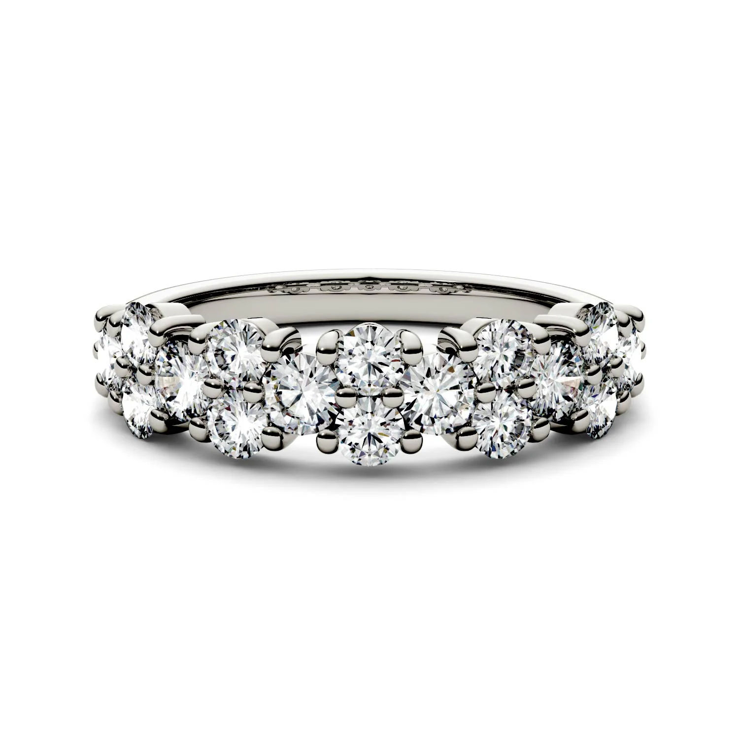 1.20 CTW DEW Round Moissanite Fashion Ring in 14K White Gold - Image 4