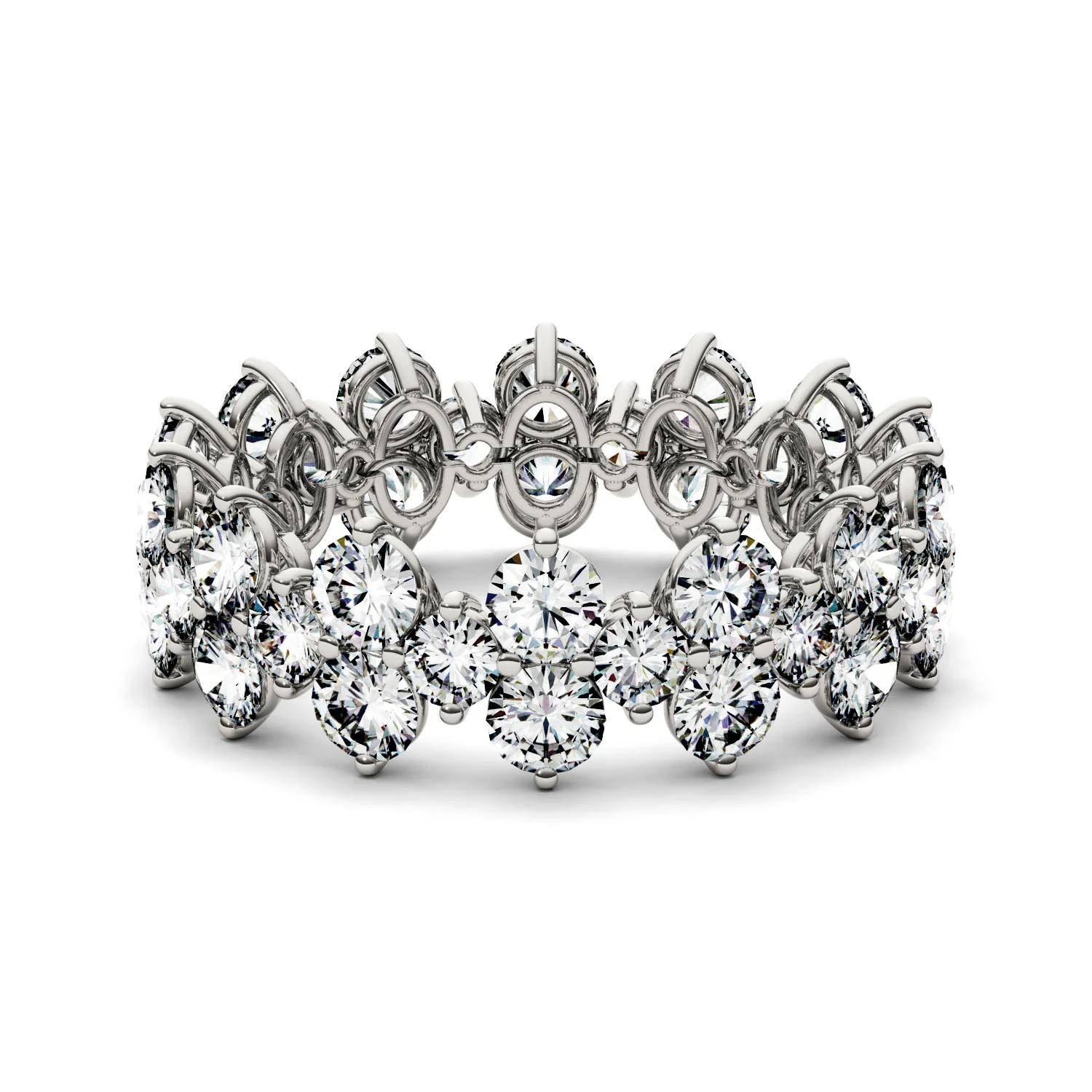 3.64 CTW DEW Round Moissanite Fashion Ring in 14K White Gold - Image 4