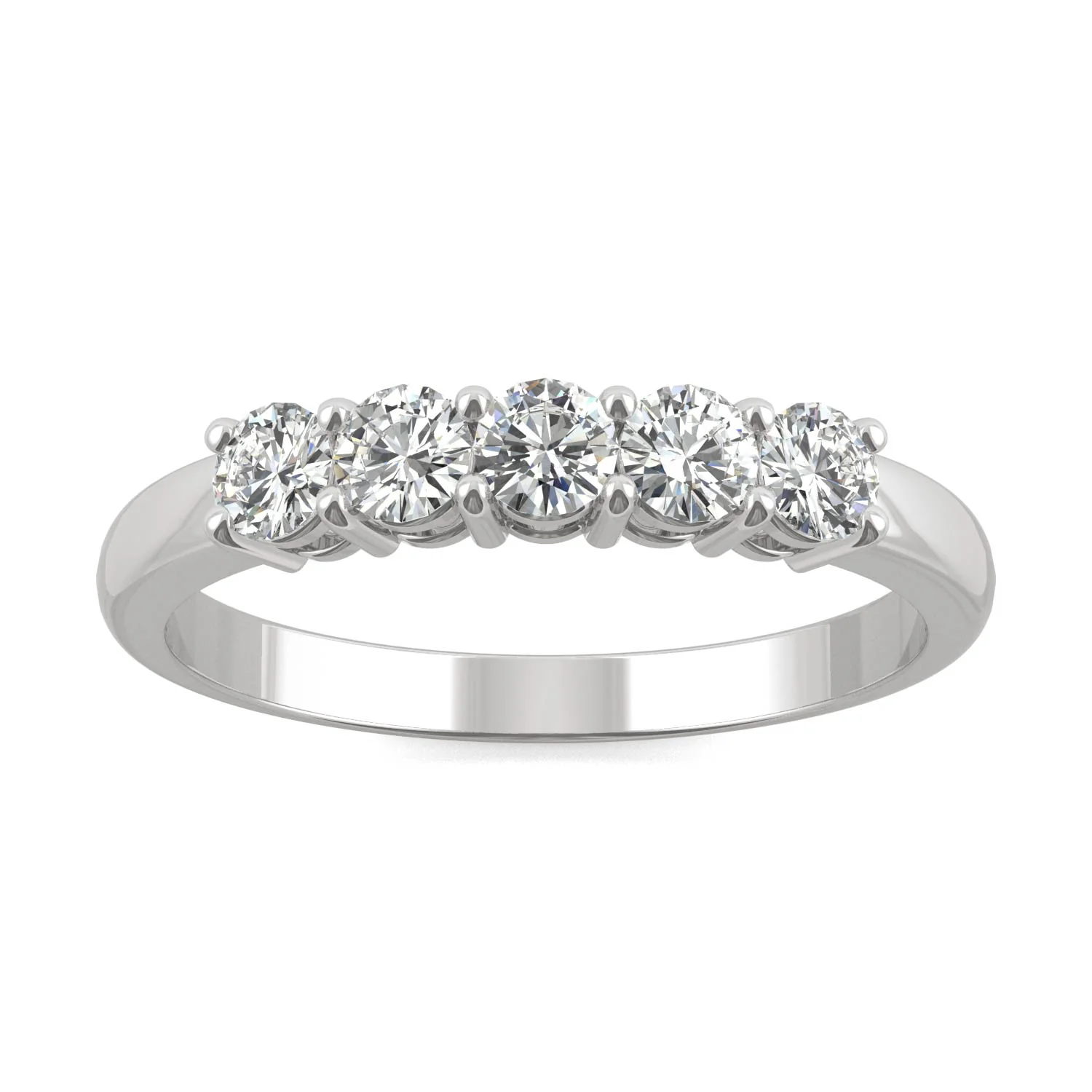 0.50 CTW DEW Round Moissanite Five-Stone Ring in 14K White Gold