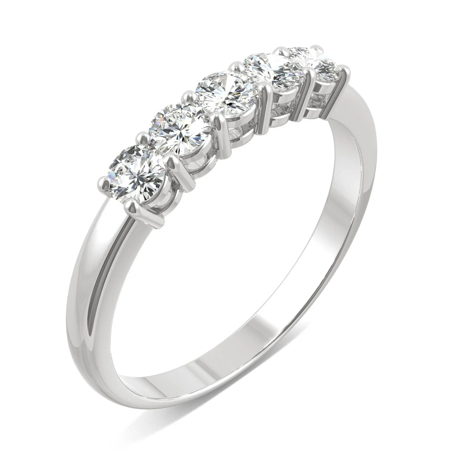 0.50 CTW DEW Round Moissanite Five-Stone Ring in 14K White Gold - Image 2