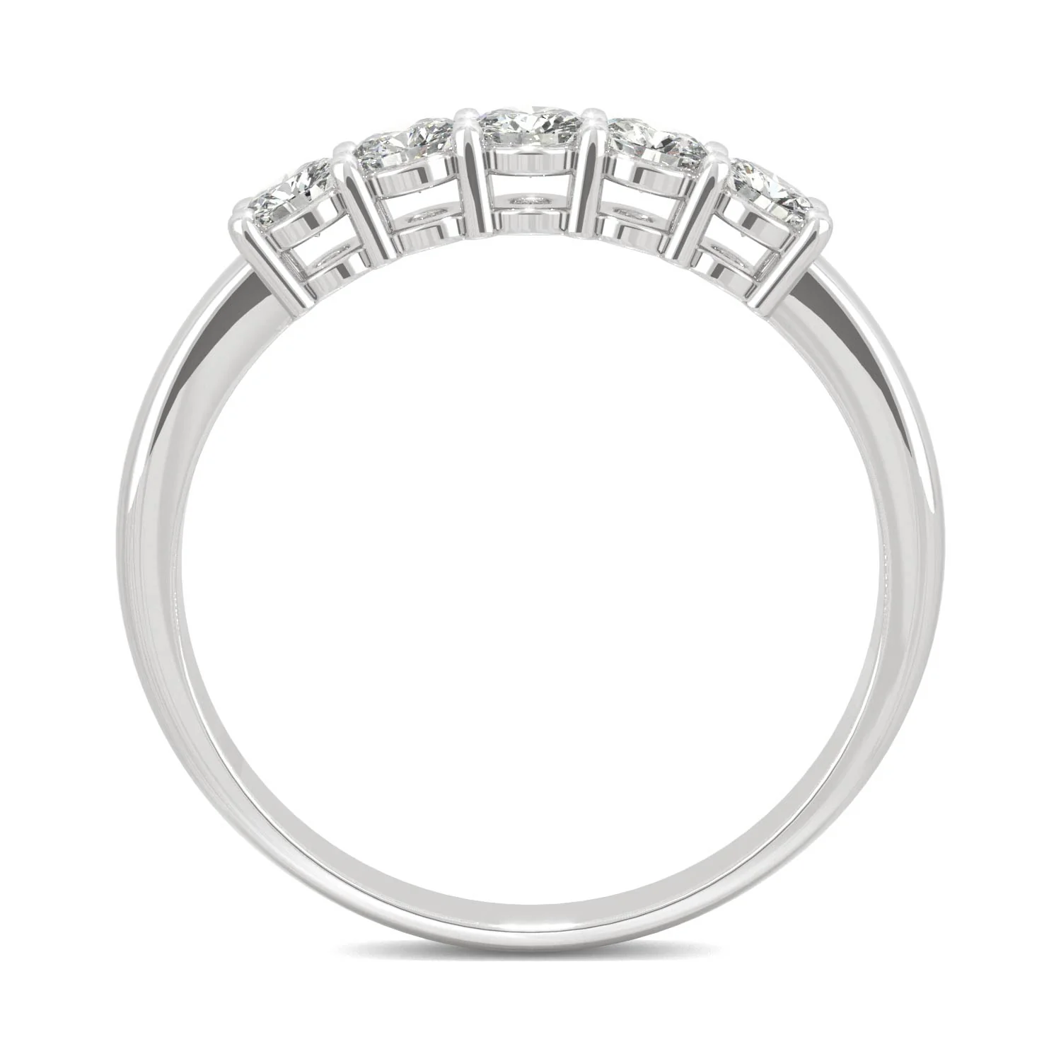 0.50 CTW DEW Round Moissanite Five-Stone Ring in 14K White Gold - Image 3