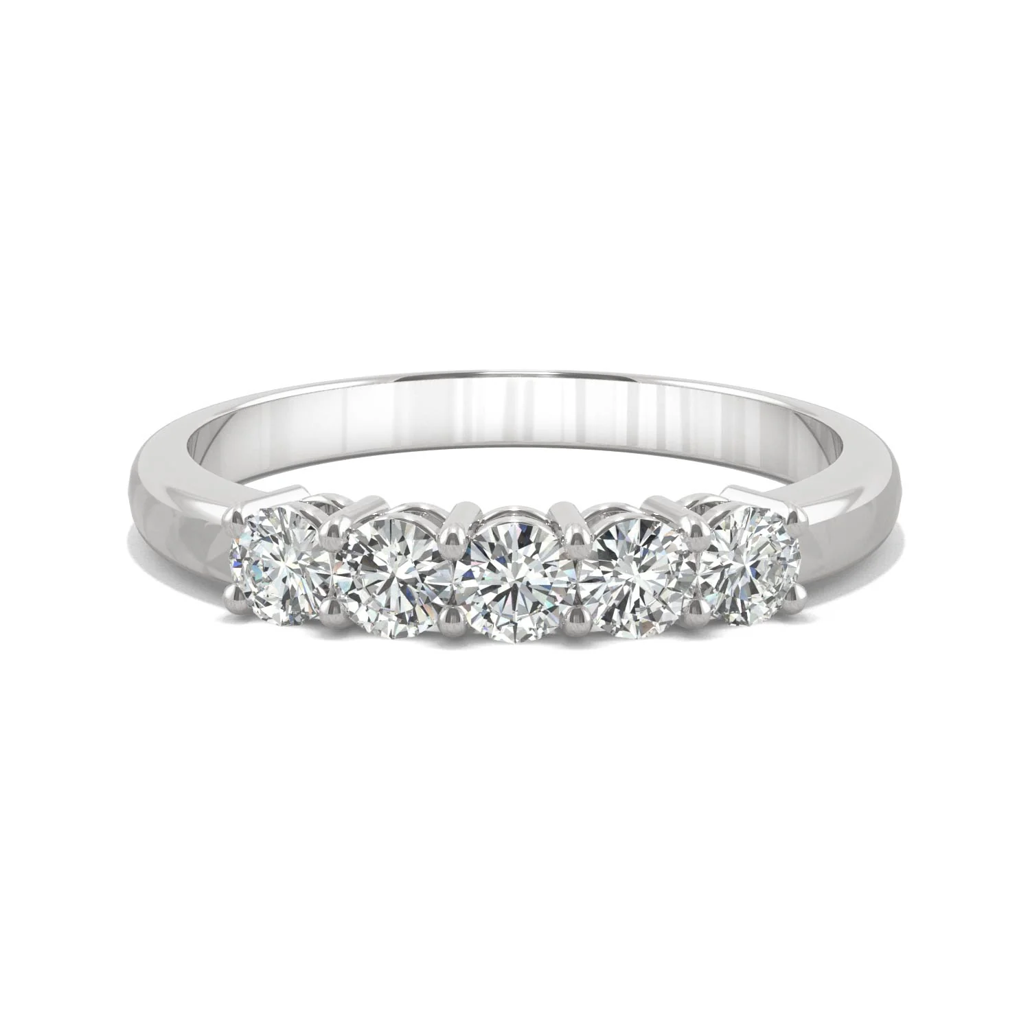 0.50 CTW DEW Round Moissanite Five-Stone Ring in 14K White Gold - Image 4