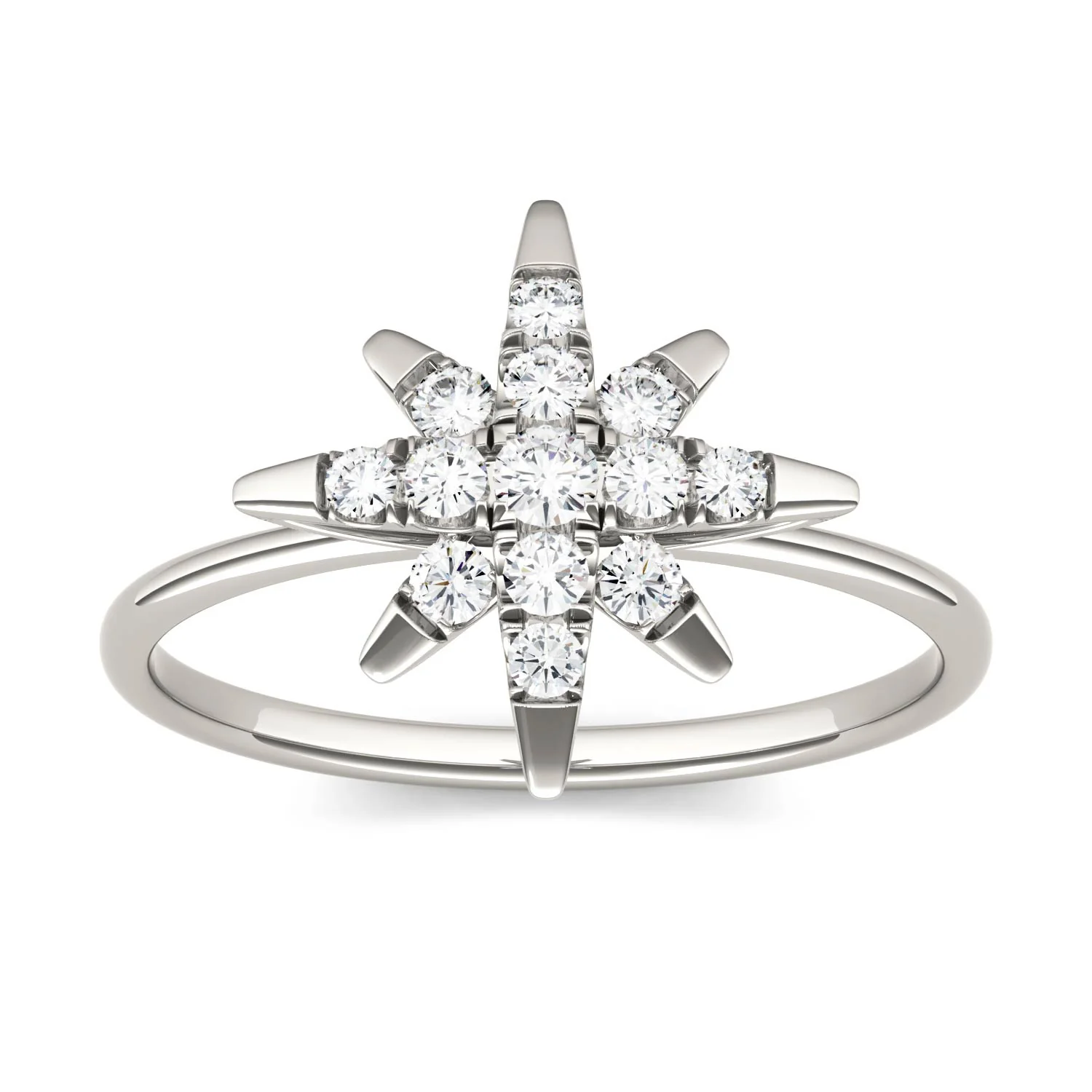 0.22 CTW DEW Moissanite Starburst Ring in 14K White Gold