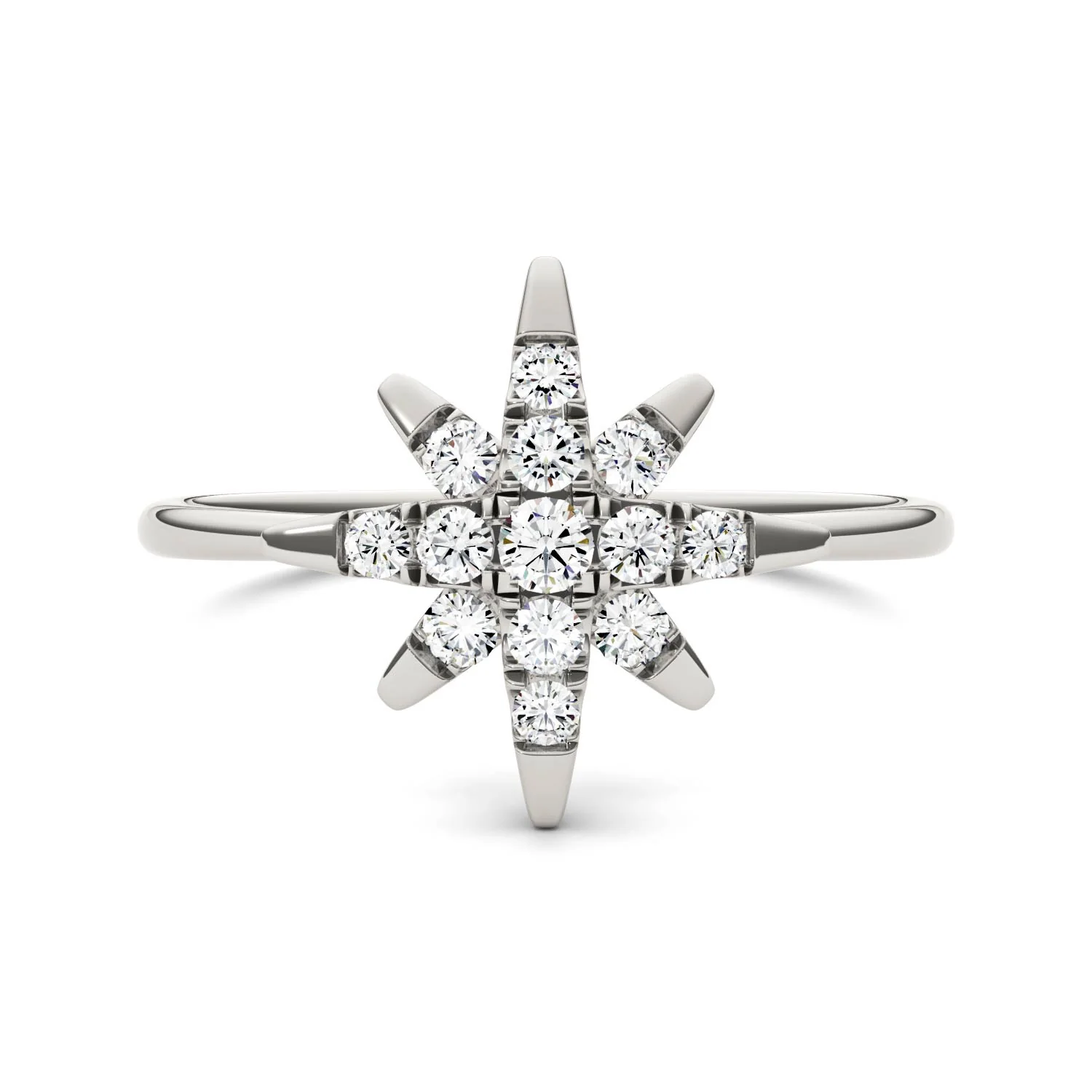 0.22 CTW DEW Moissanite Starburst Ring in 14K White Gold - Image 2