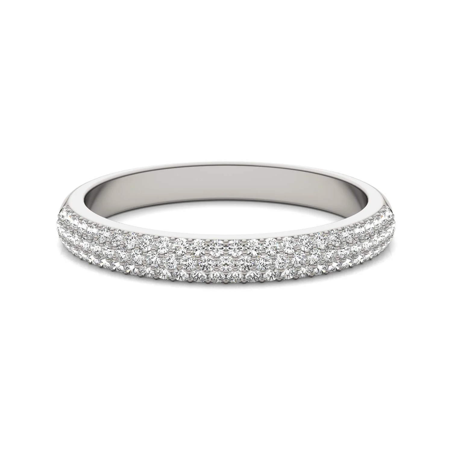 0.17 CTW DEW Round Moissanite Pave Band in 14K White Gold - Image 4