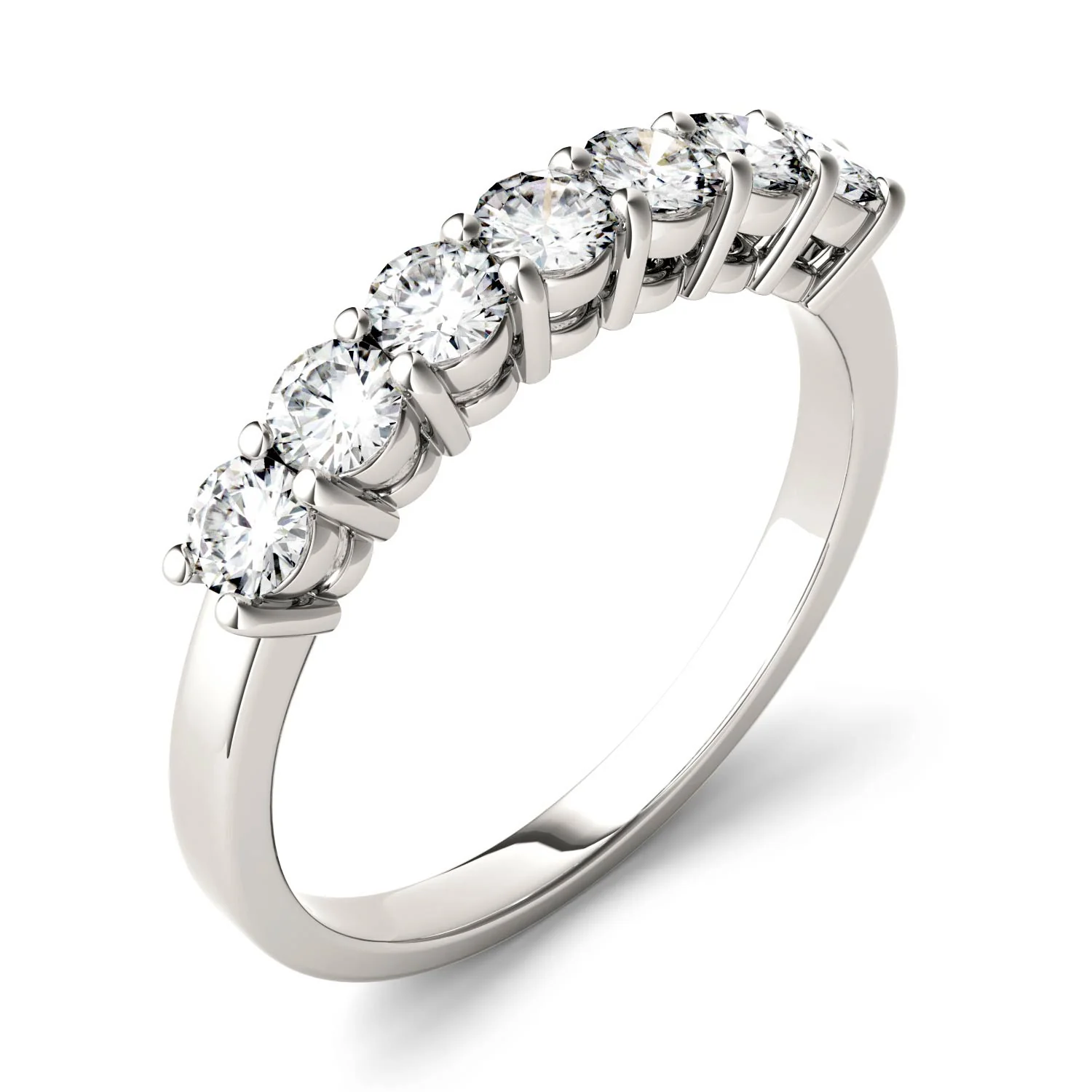 0.70 CTW DEW Round Moissanite Seven-Stone Anniversary Band in 14K White Gold - Image 2