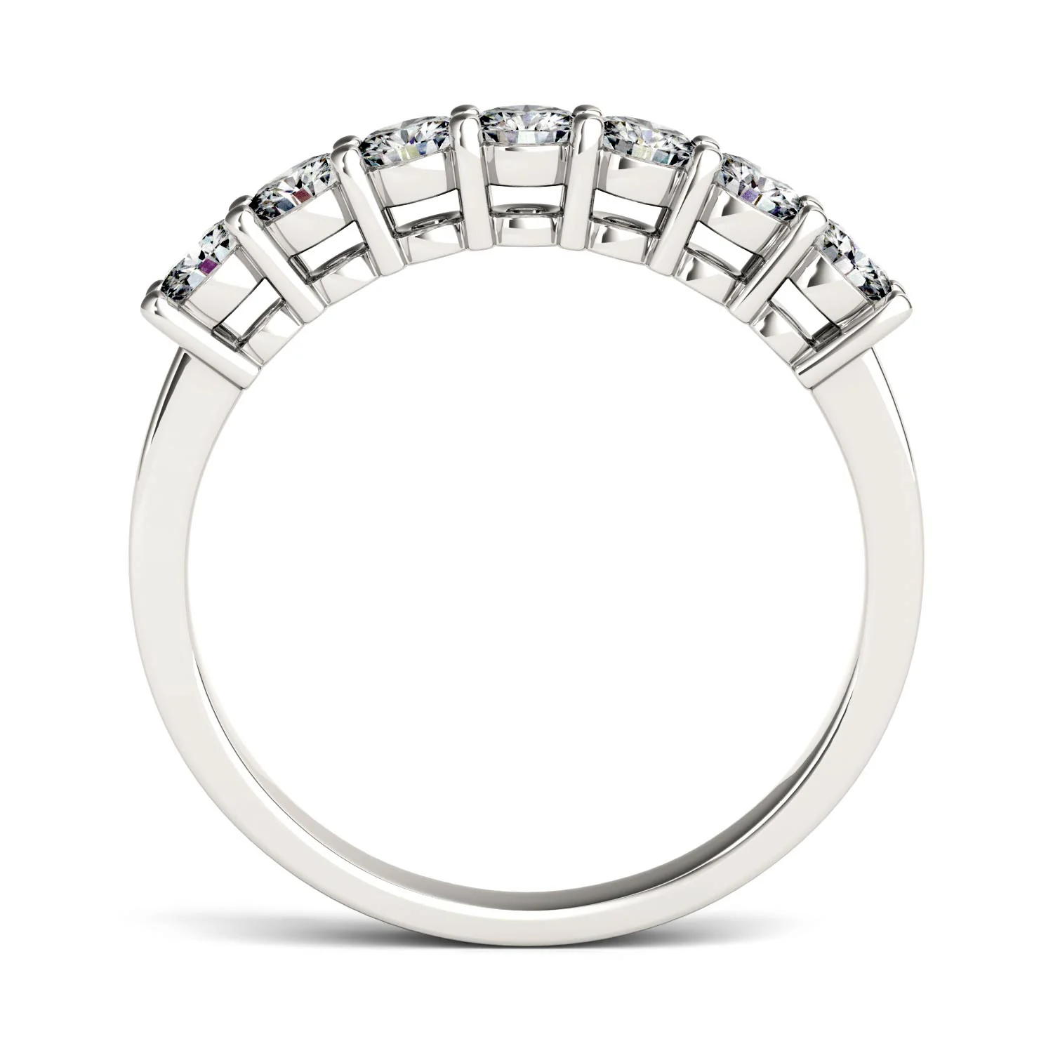 0.70 CTW DEW Round Moissanite Seven-Stone Anniversary Band in 14K White Gold - Image 3