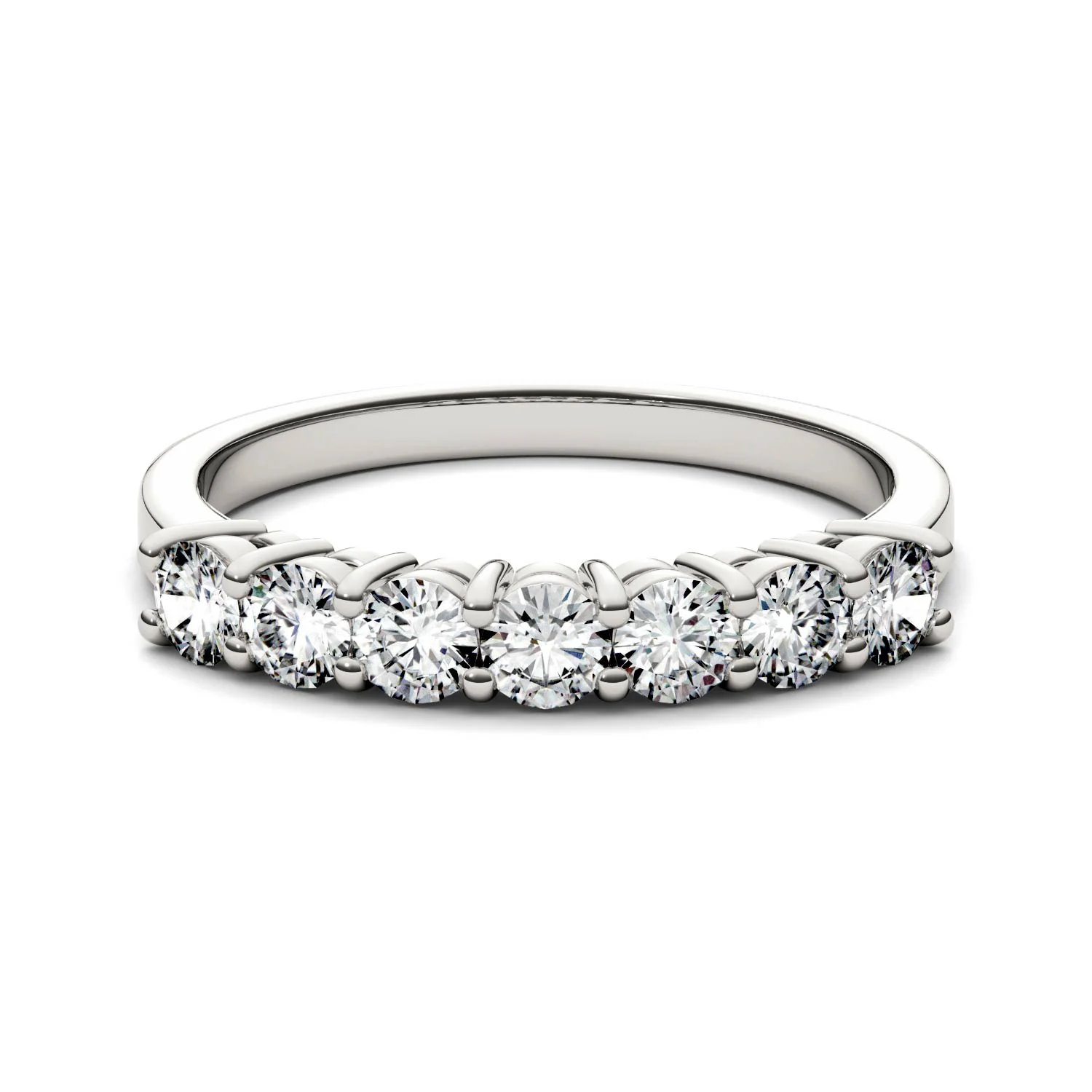 0.70 CTW DEW Round Moissanite Seven-Stone Anniversary Band in 14K White Gold - Image 4