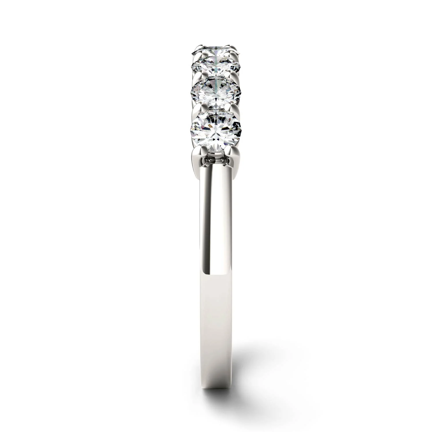0.70 CTW DEW Round Moissanite Seven-Stone Anniversary Band in 14K White Gold - Image 5