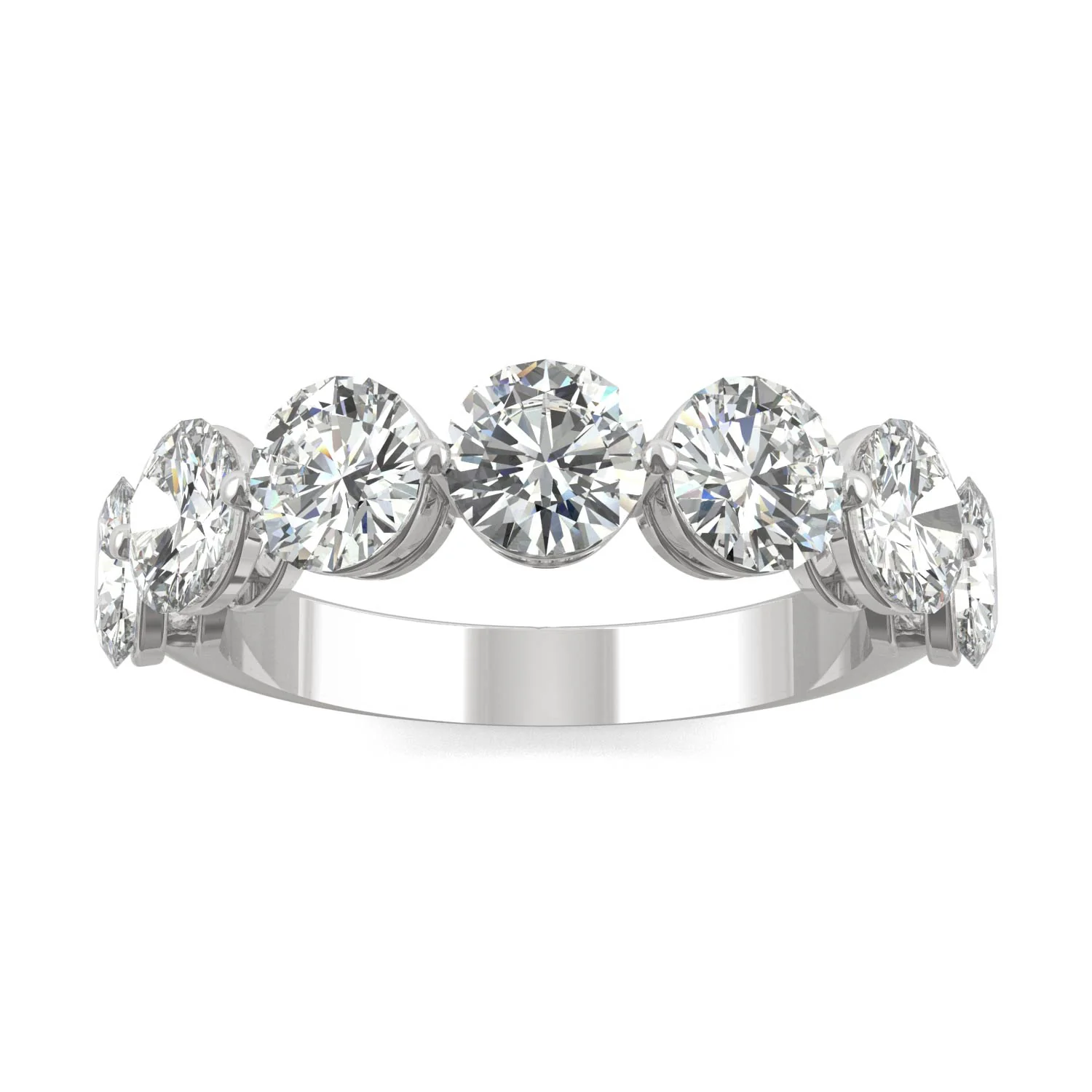 3.50 CTW DEW Round Moissanite Seven-Stone Ring in 14K White Gold