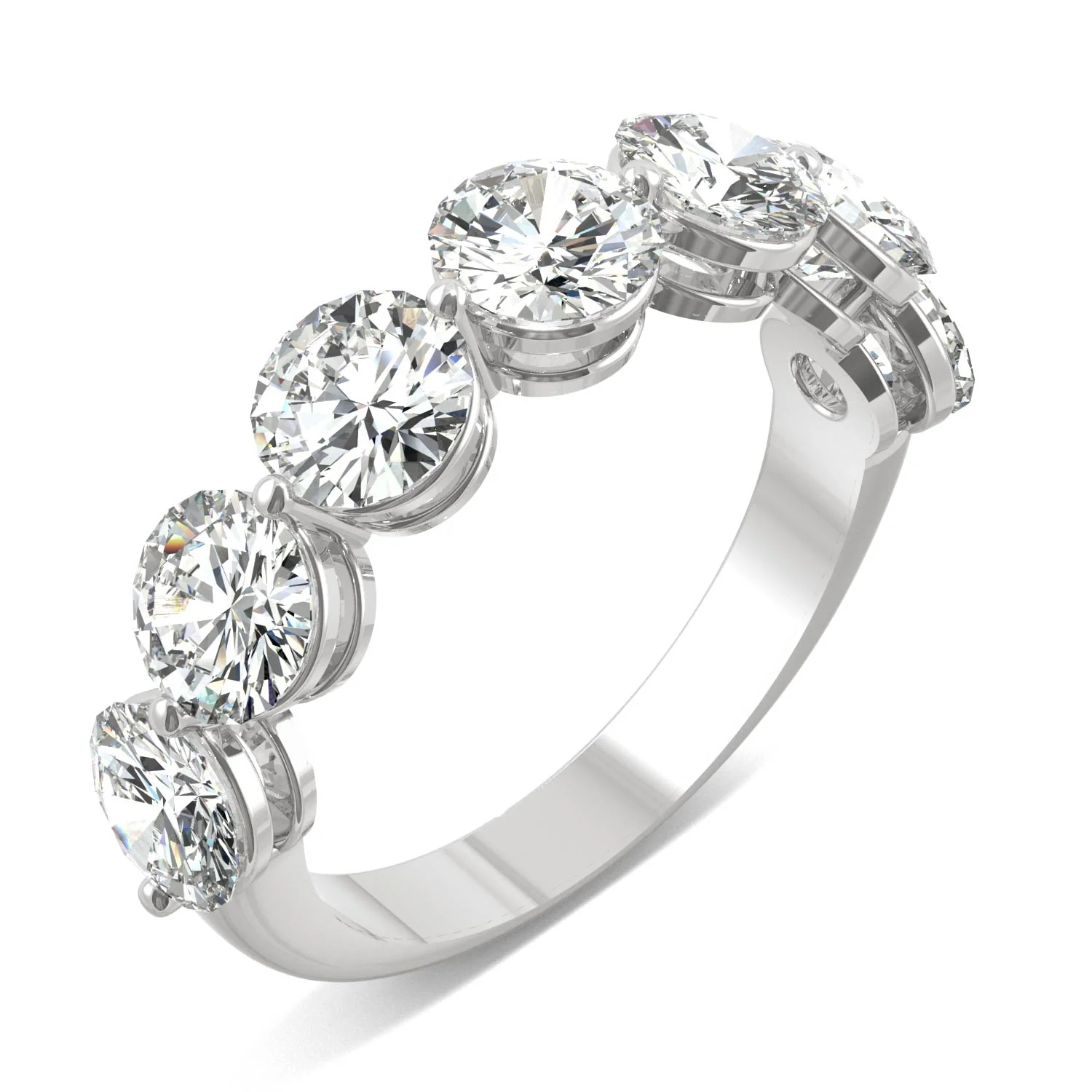 3.50 CTW DEW Round Moissanite Seven-Stone Ring in 14K White Gold - Image 2