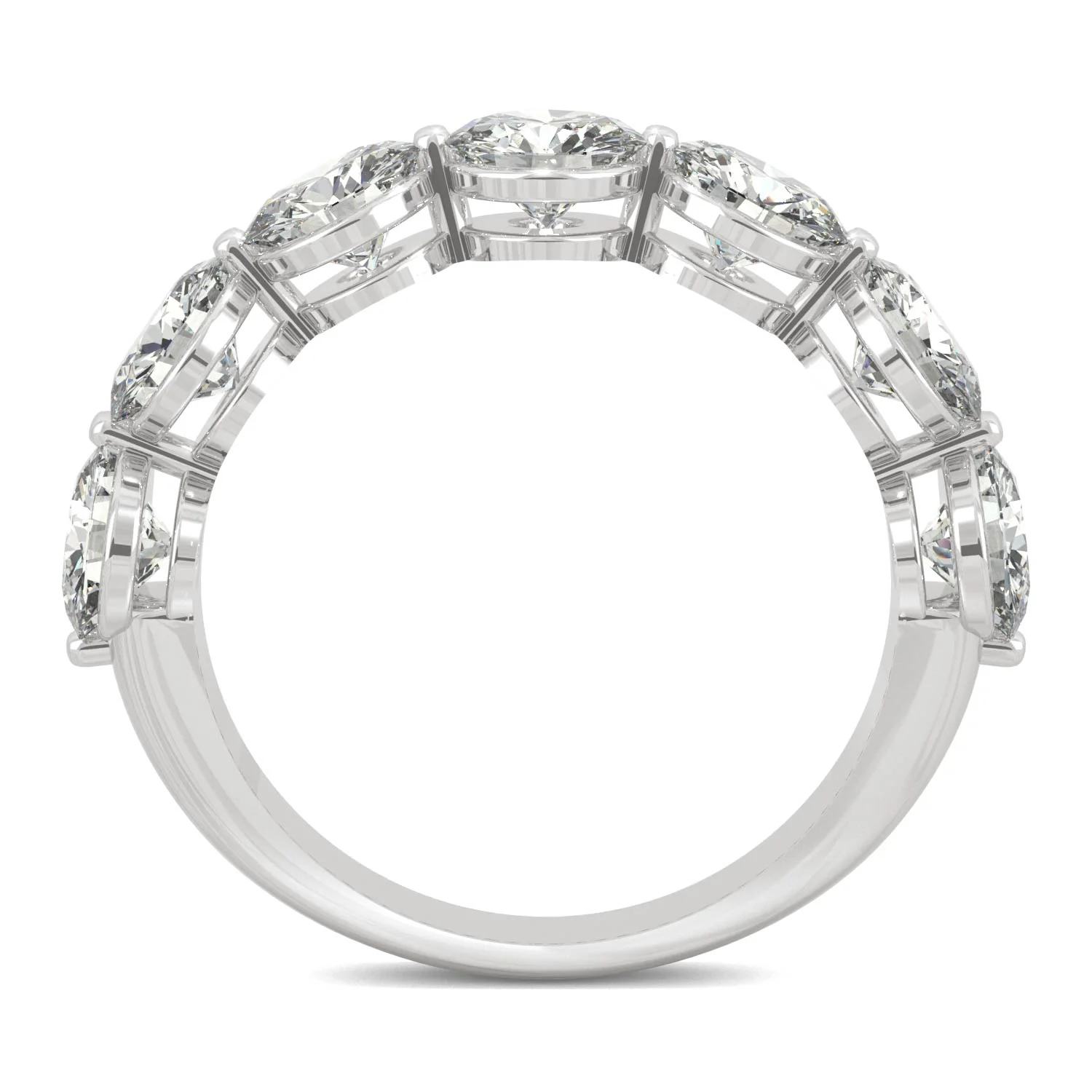 3.50 CTW DEW Round Moissanite Seven-Stone Ring in 14K White Gold - Image 3