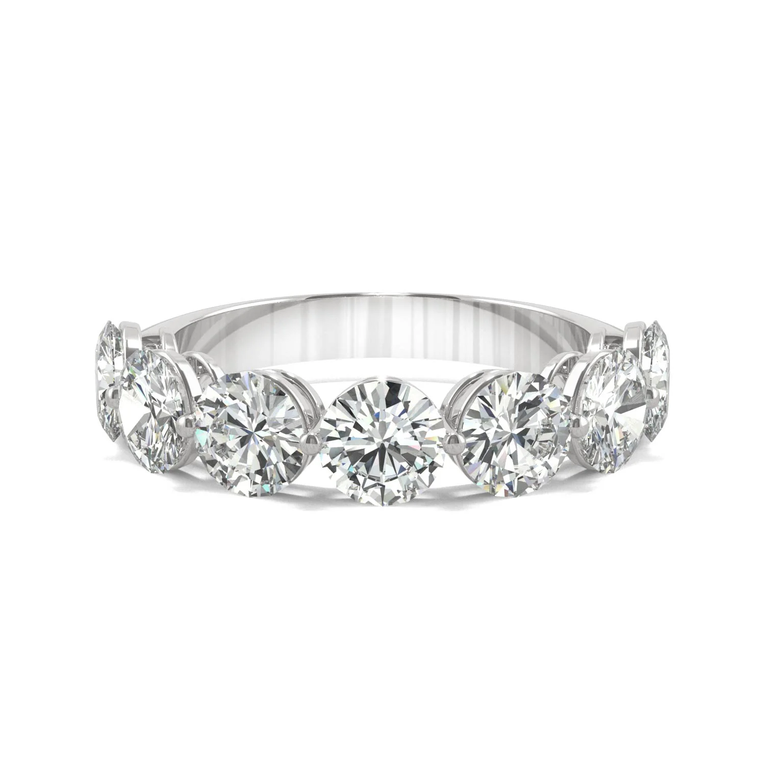 3.50 CTW DEW Round Moissanite Seven-Stone Ring in 14K White Gold - Image 4