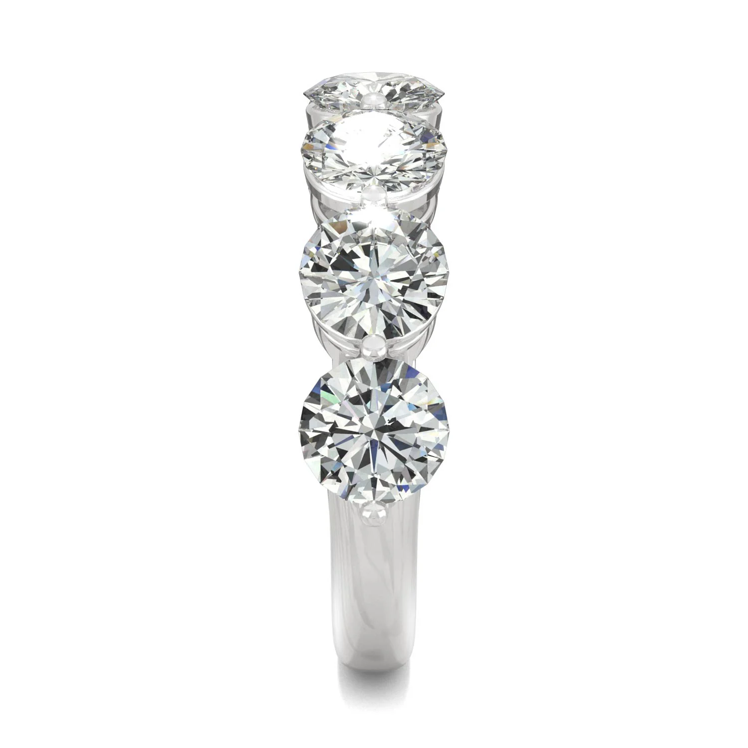 3.50 CTW DEW Round Moissanite Seven-Stone Ring in 14K White Gold - Image 5