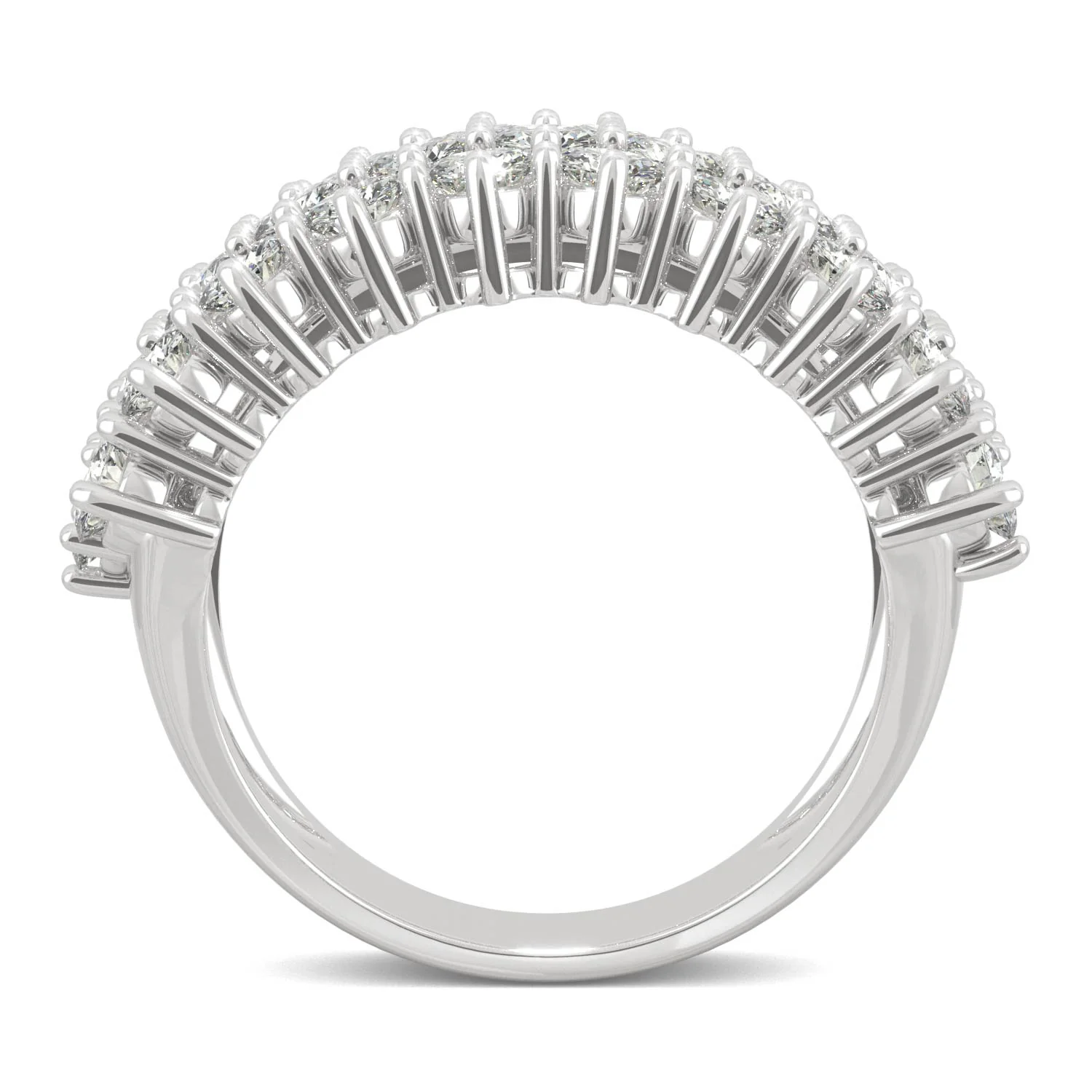 3.00 CTW DEW Round Moissanite Three-Row Ring in 14K White Gold - Image 3