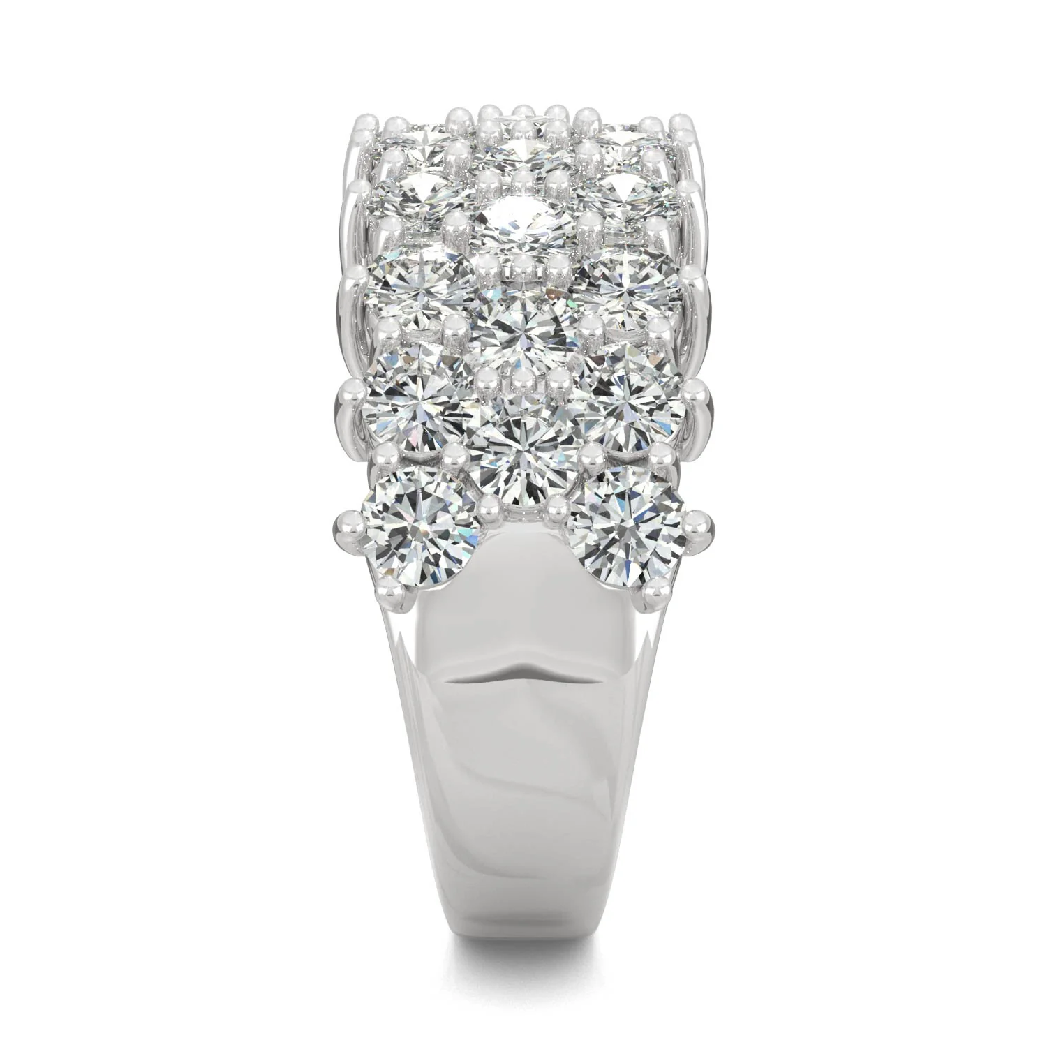 3.00 CTW DEW Round Moissanite Three-Row Ring in 14K White Gold - Image 5