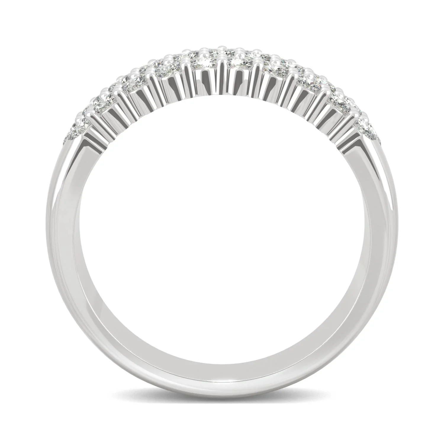 0.93 CTW DEW Round Moissanite Three-Row Ring in 14K White Gold - Image 3