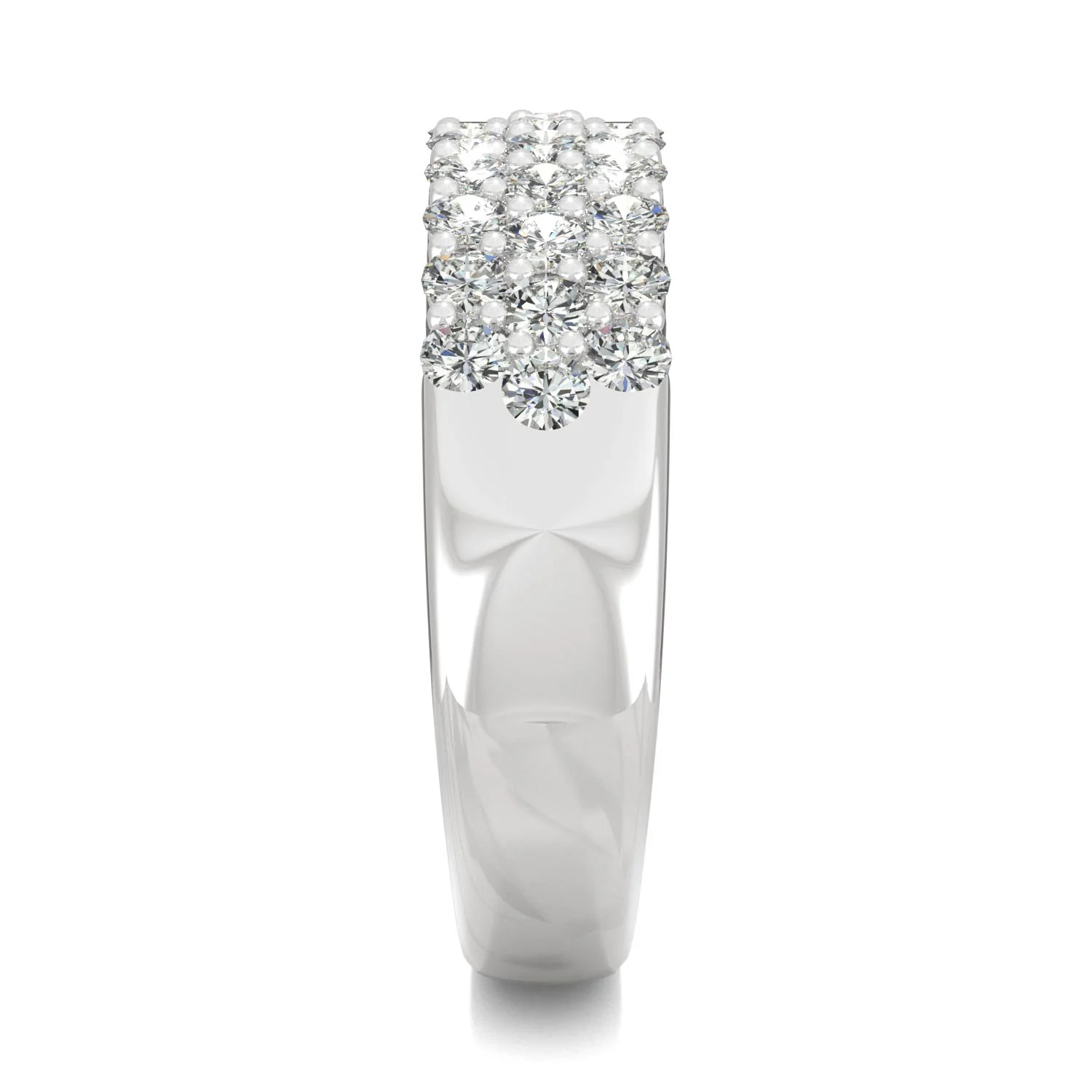 0.93 CTW DEW Round Moissanite Three-Row Ring in 14K White Gold - Image 5