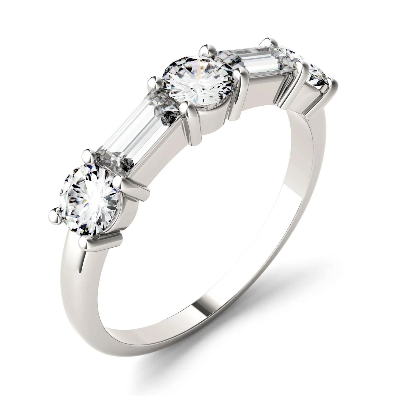 1.15 CTW DEW Straight Baguette Moissanite Band in 14K White Gold - Image 2