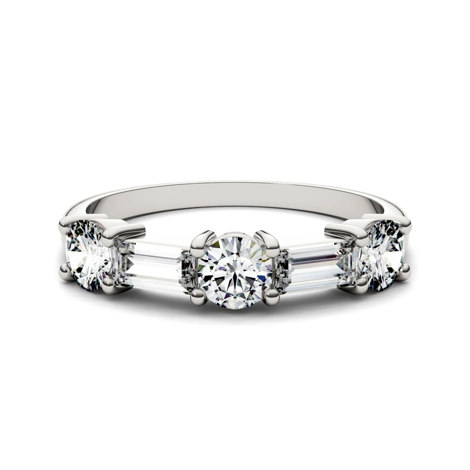 1.15 CTW DEW Straight Baguette Moissanite Band in 14K White Gold - Image 4
