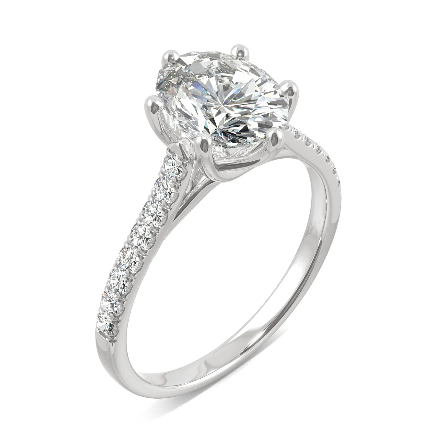 2.34 CTW DEW Oval Moissanite Engagement Ring in 14K White Gold - Image 2