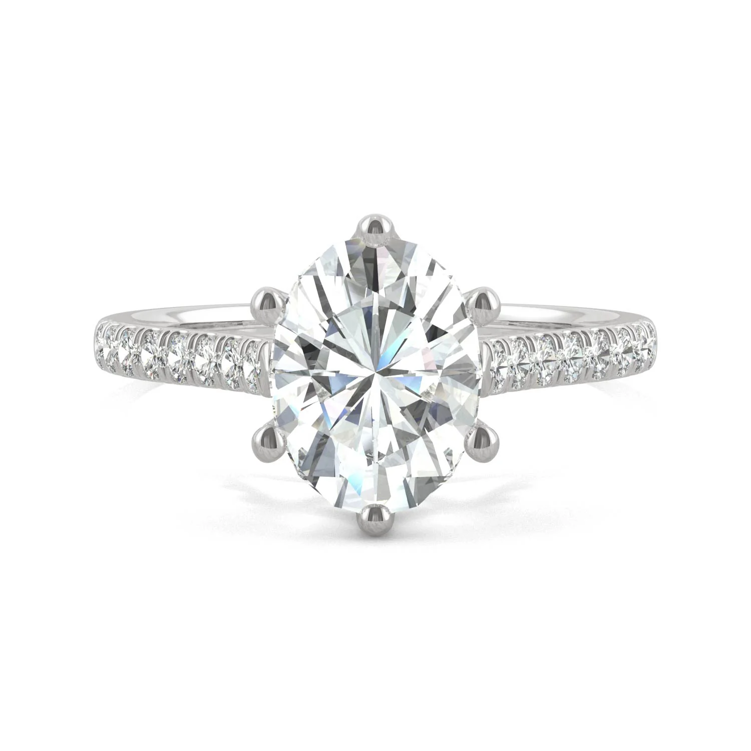 2.34 CTW DEW Oval Moissanite Engagement Ring in 14K White Gold - Image 4