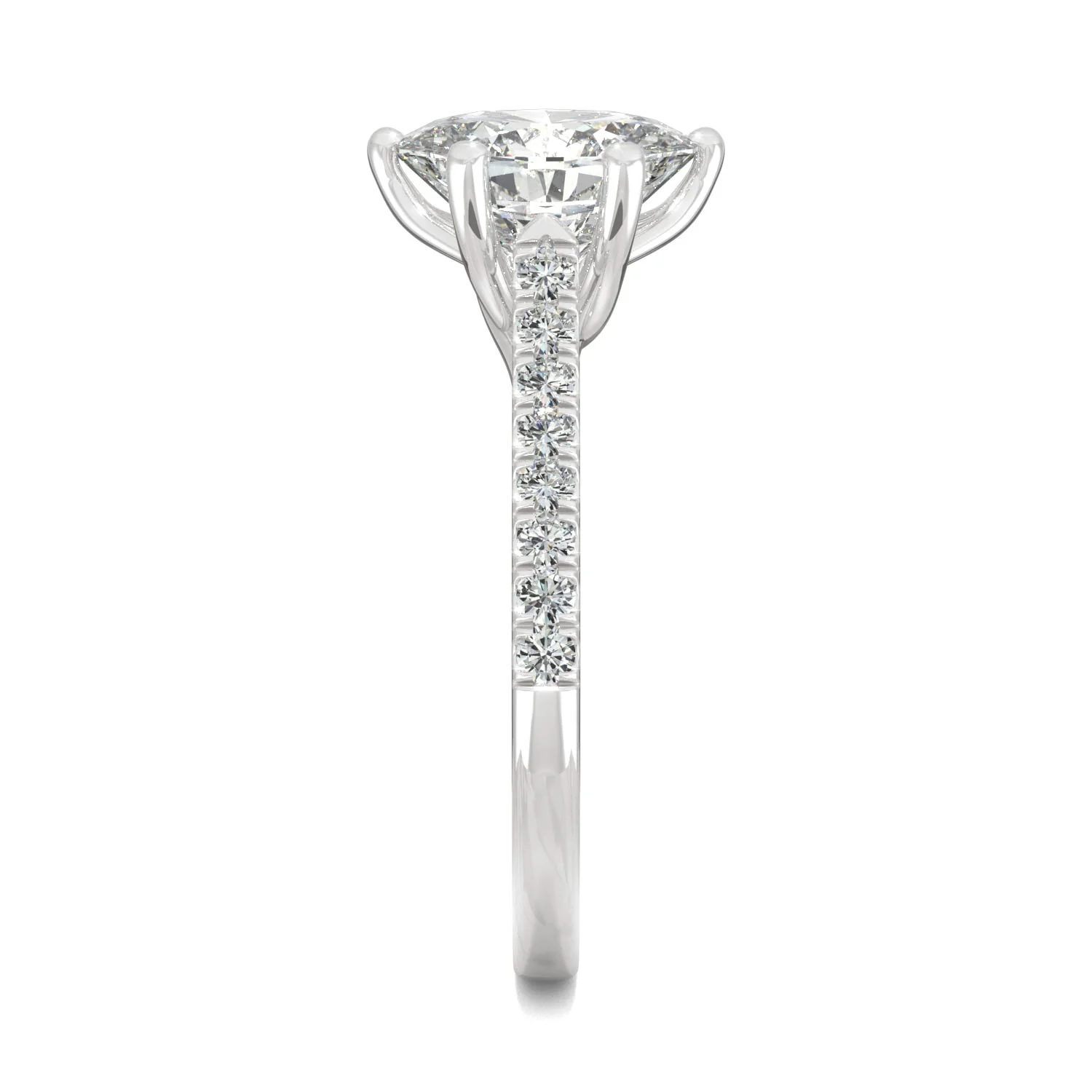 2.34 CTW DEW Oval Moissanite Engagement Ring in 14K White Gold - Image 5