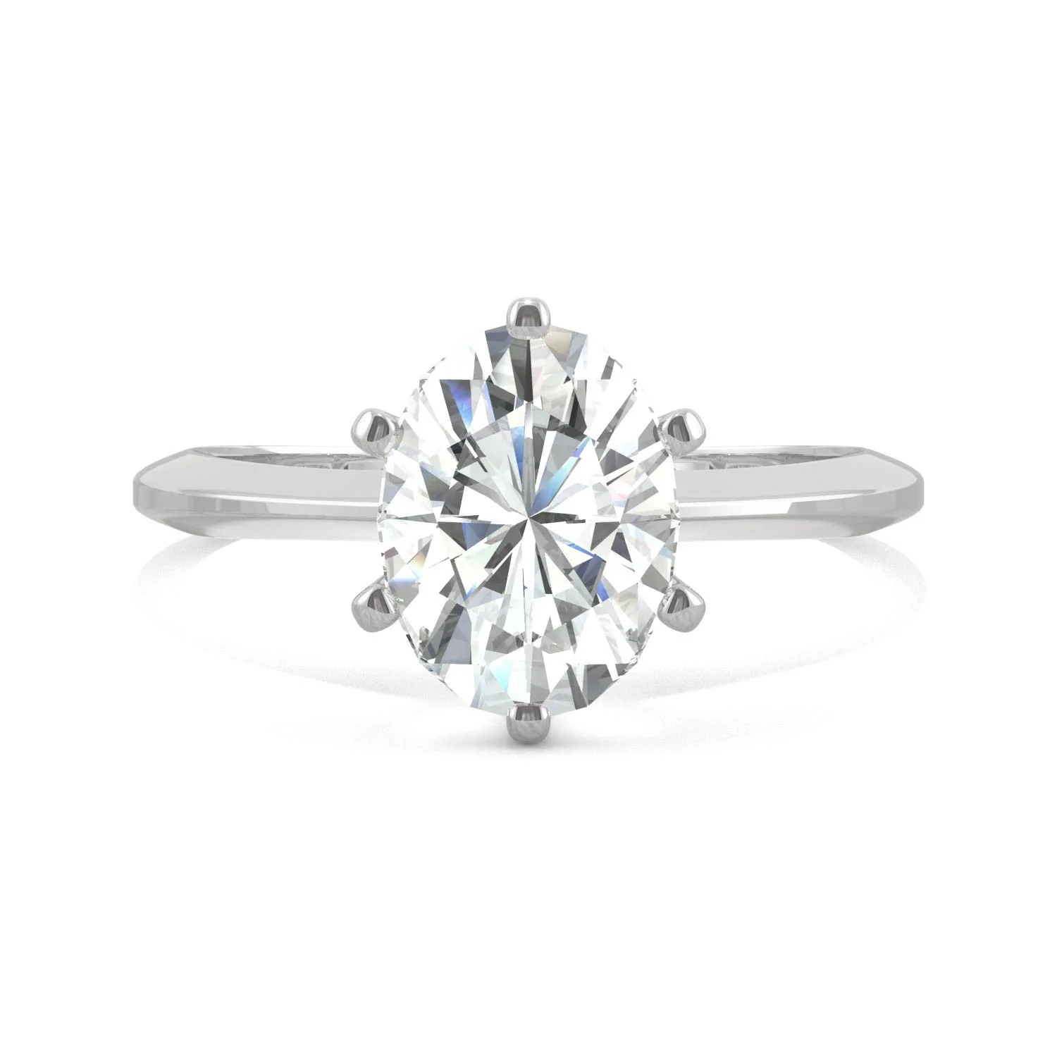 2.10 CTW DEW Oval Moissanite Six-Prong Solitaire Engagement Ring in 14K White Gold - Image 2