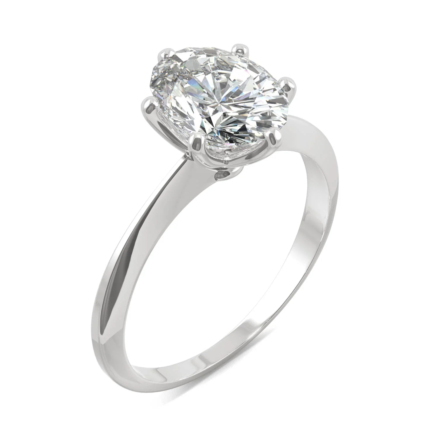 2.10 CTW DEW Oval Moissanite Six-Prong Solitaire Engagement Ring in 14K White Gold - Image 3